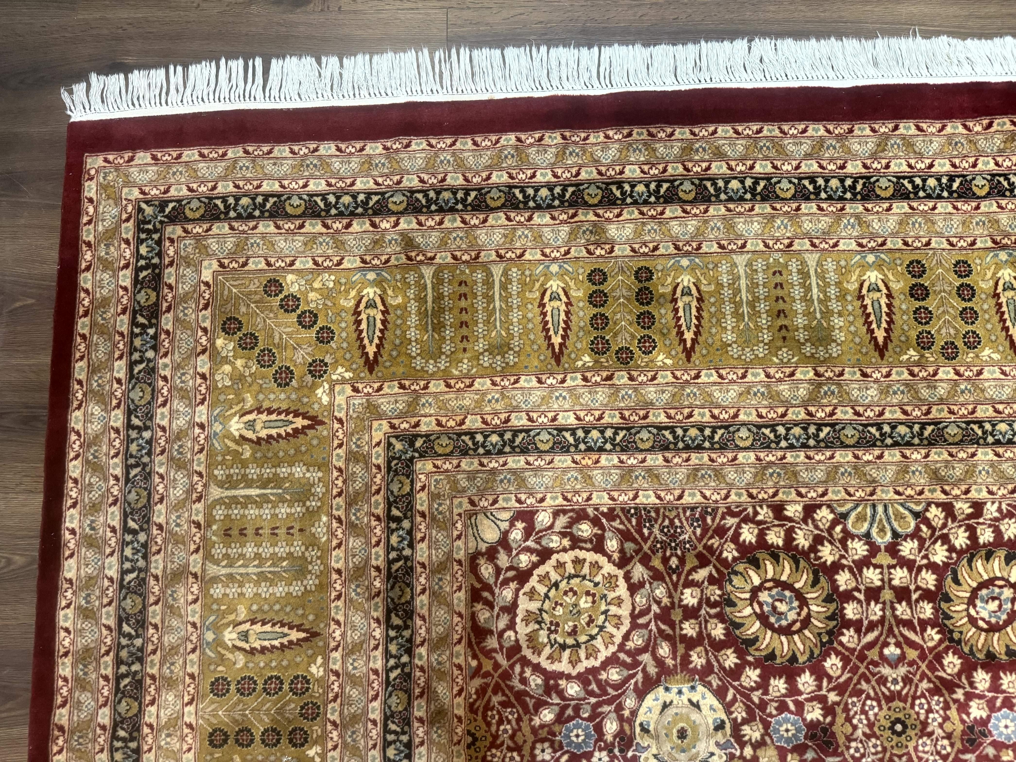 Palace Size Pak Persian Rug 12x15, Brick Red, Allover Pattern, Handmade Oversized Wool Oriental Carpet, Large Area Rug, Fine 225 KPSI - Jewel Rugs