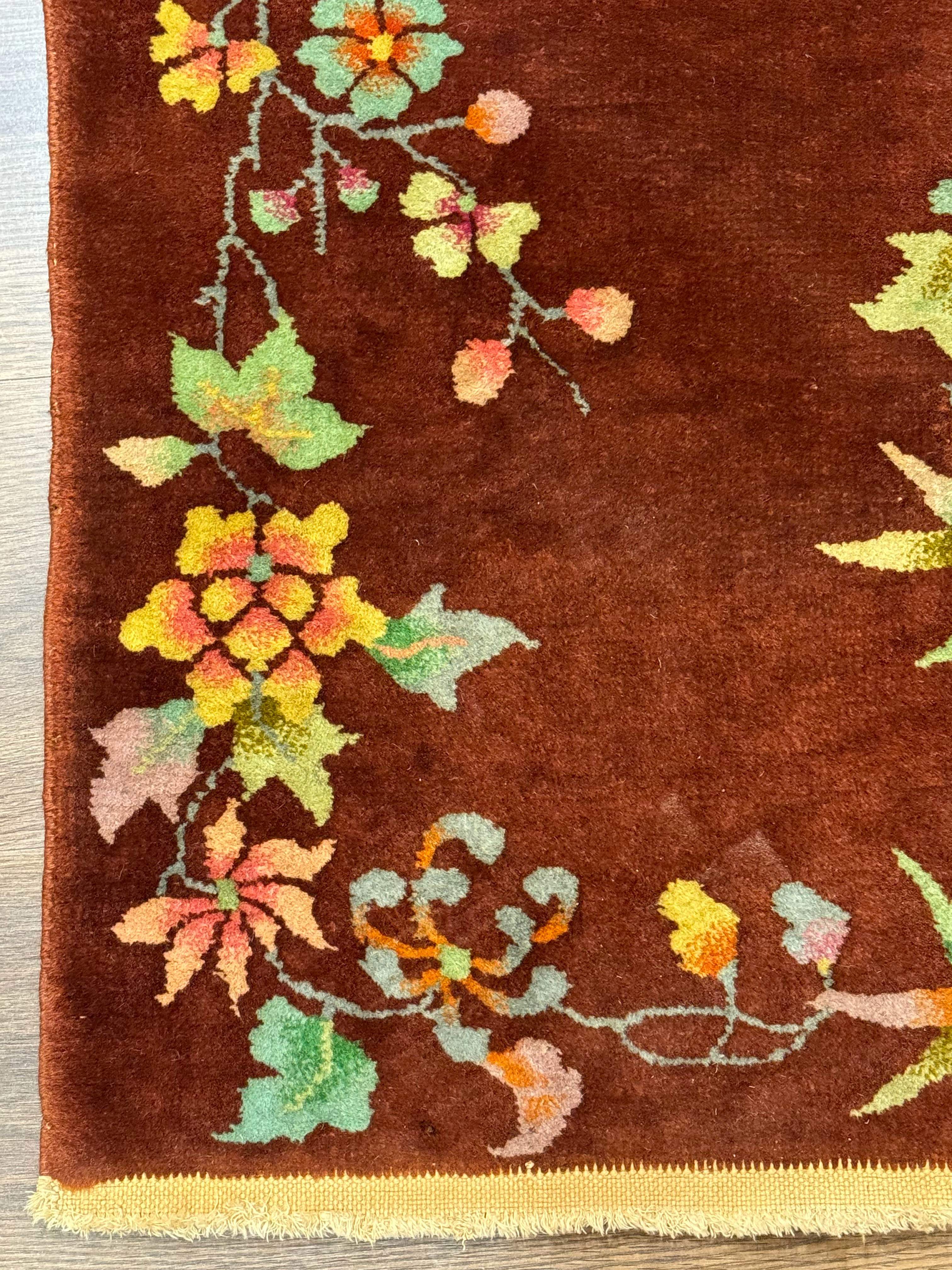 Small Chinese Art Deco Rug 2x3, Wool, Antique, Nichols - Jewel Rugs