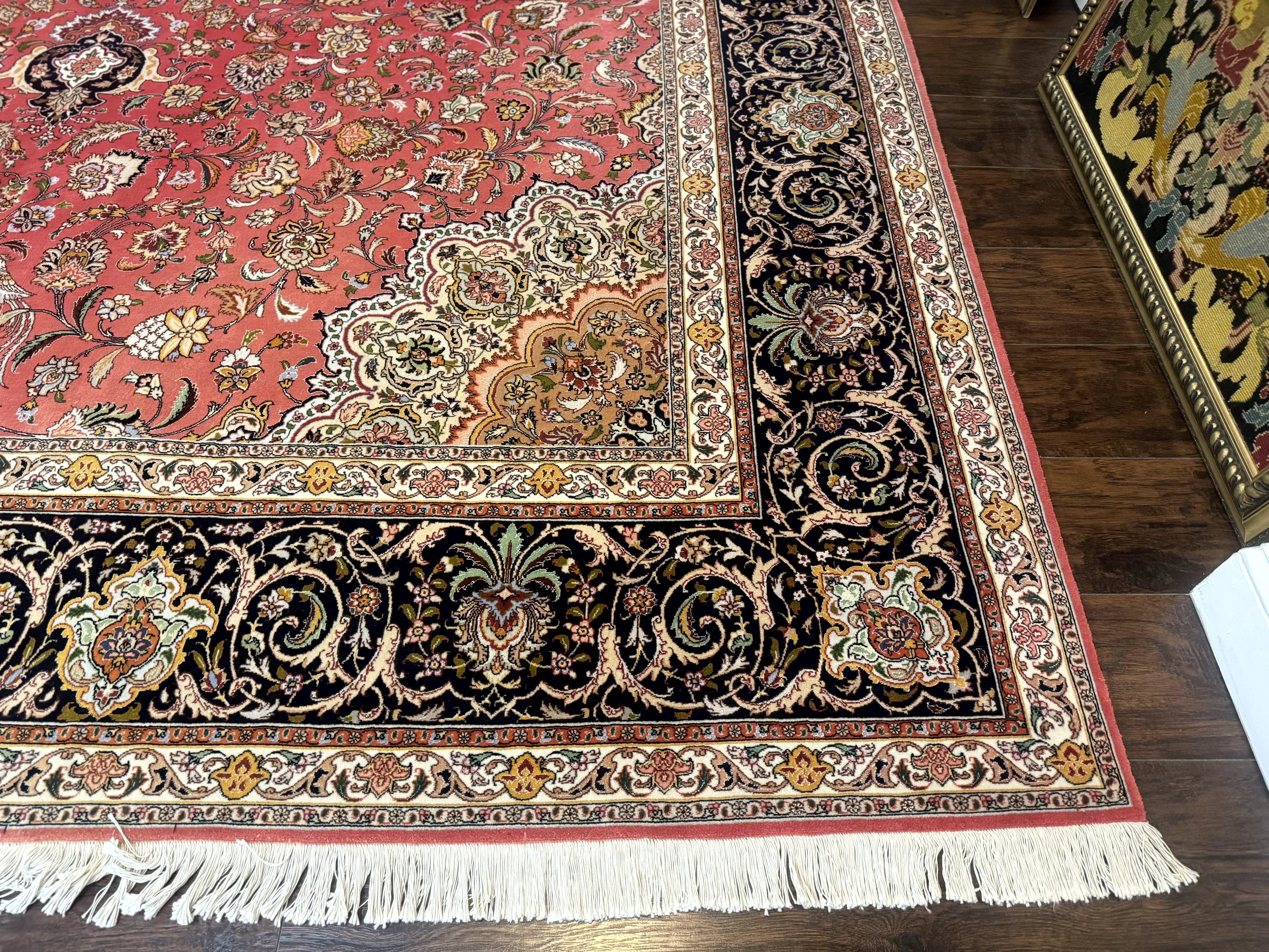 Persian Tabriz Rug 10x13 – Floral Medallion & Birds, Wool & Silk, 330 KPSI - Jewel Rugs