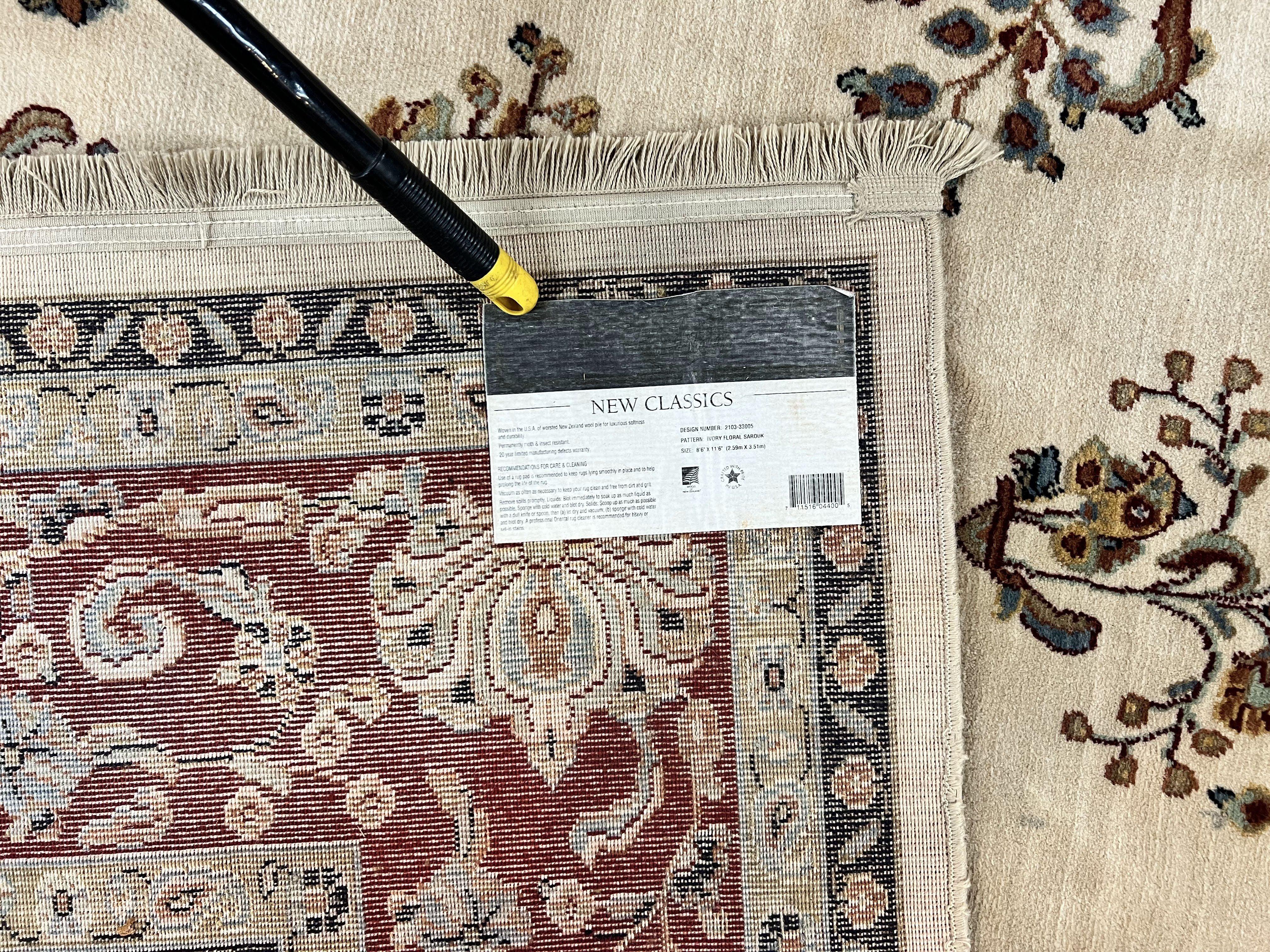 Karastan Rug 8.6 x 11.6, English Manor #2103, Ivory Floral Sarouk, Wool Karastan Carpet, Large Karastan Area Rug, Traditional Karastan Rug - Jewel Rugs