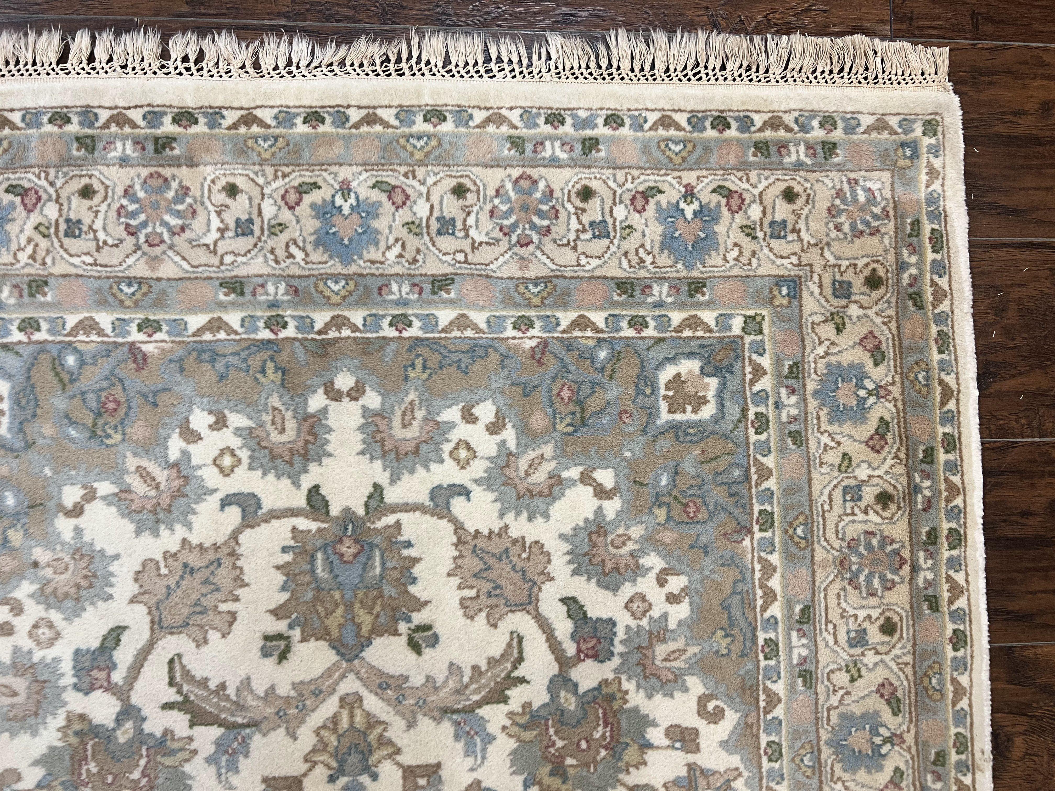 Indo Persian Rug 4x6, Floral Medallion, Beige, Handmade Wool Vintage Carpet 4 x 6 ft - Jewel Rugs
