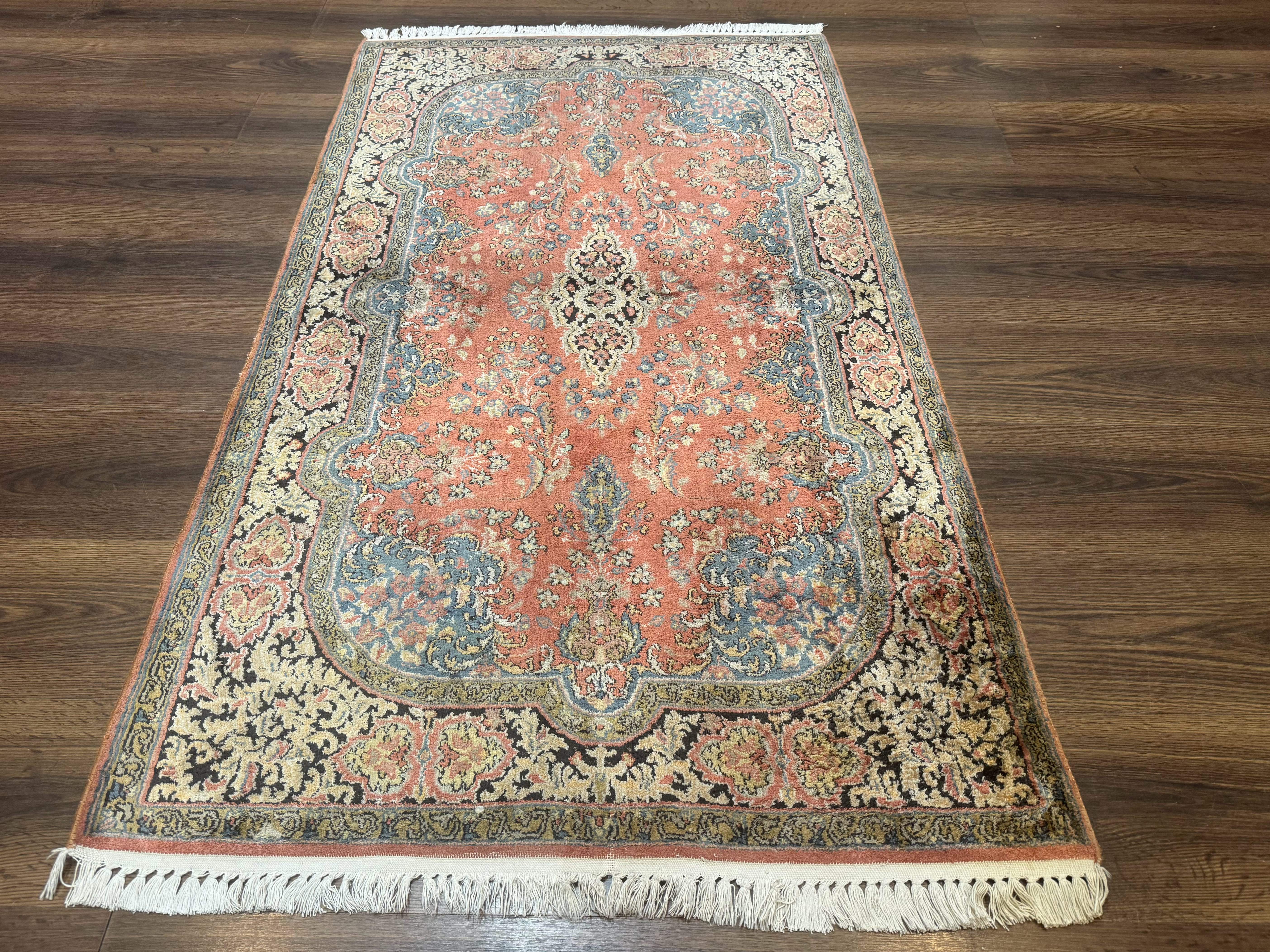 Indian Kashmiri Silk Rug 3x5, Fine 260 KPSI, Hand Knotted - Jewel Rugs