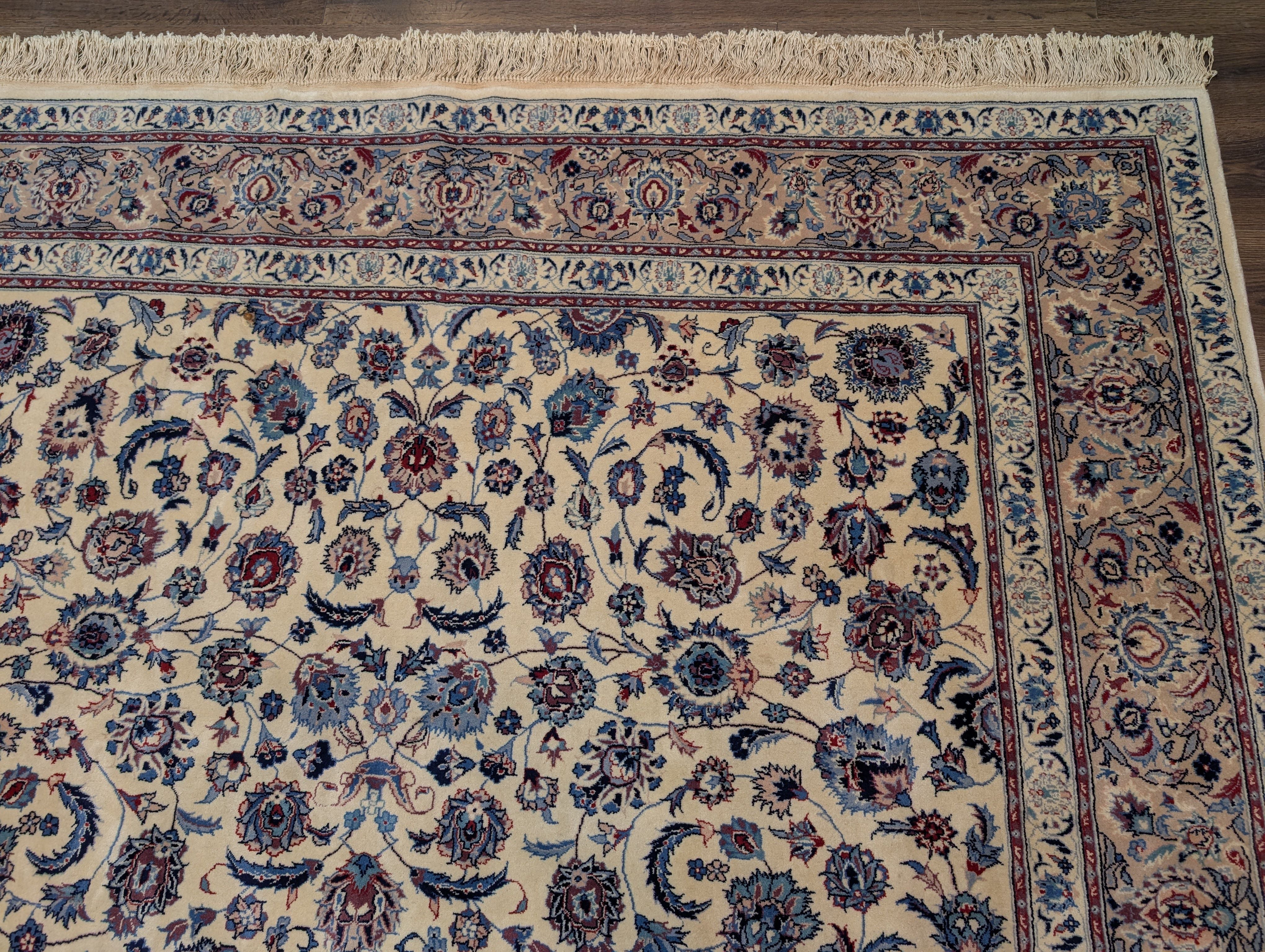 Sino Persian Rug 8x10, Ivory and Blue, Fine Hand Knotted Traditional Oriental Carpet 210 KPSI - Jewel Rugs