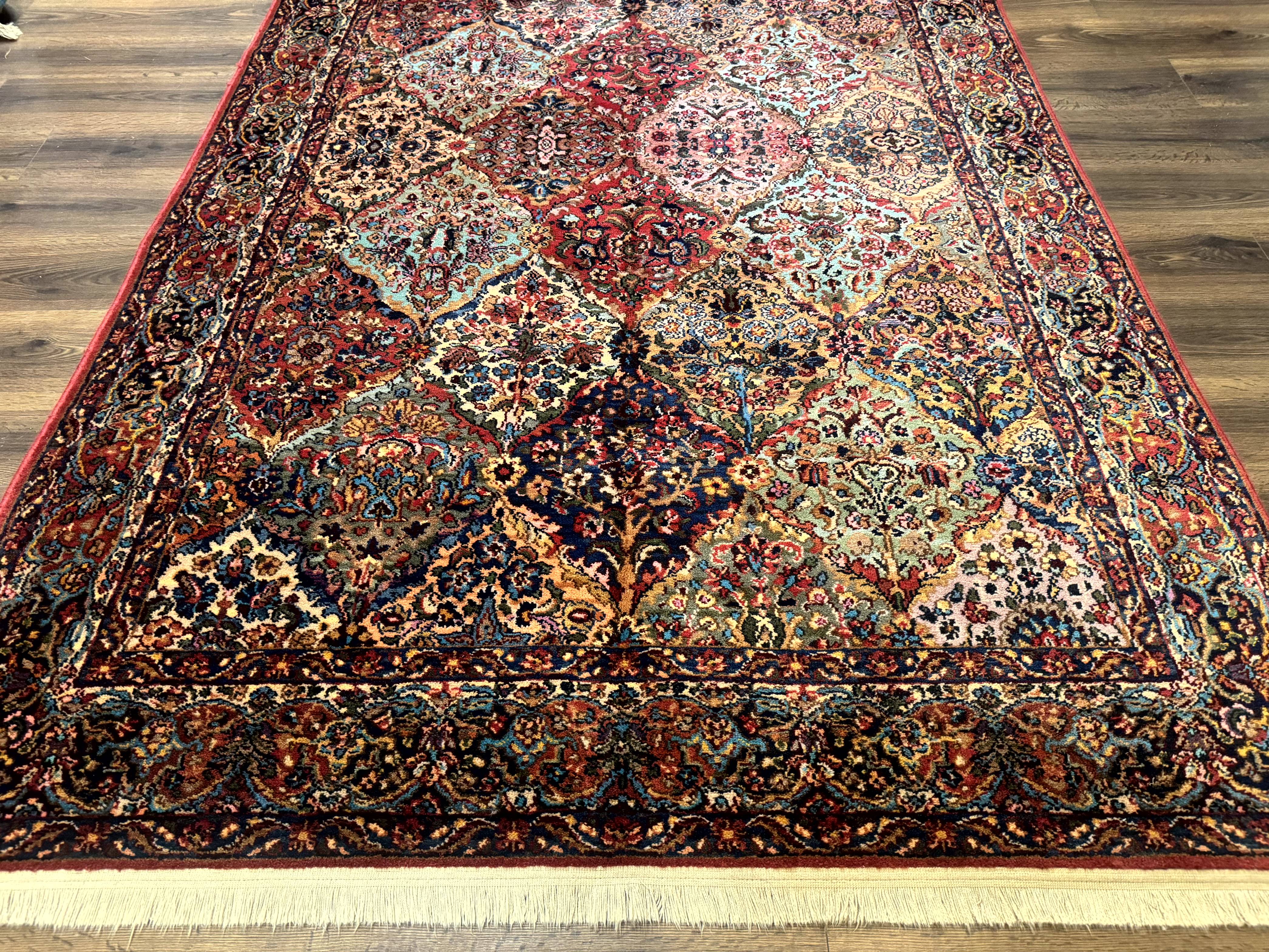 Karastan Rug 5.9 x 9, Multicolor Panel Kirman Rug #717, Wool Original Karastan Collection 700 Series - Jewel Rugs