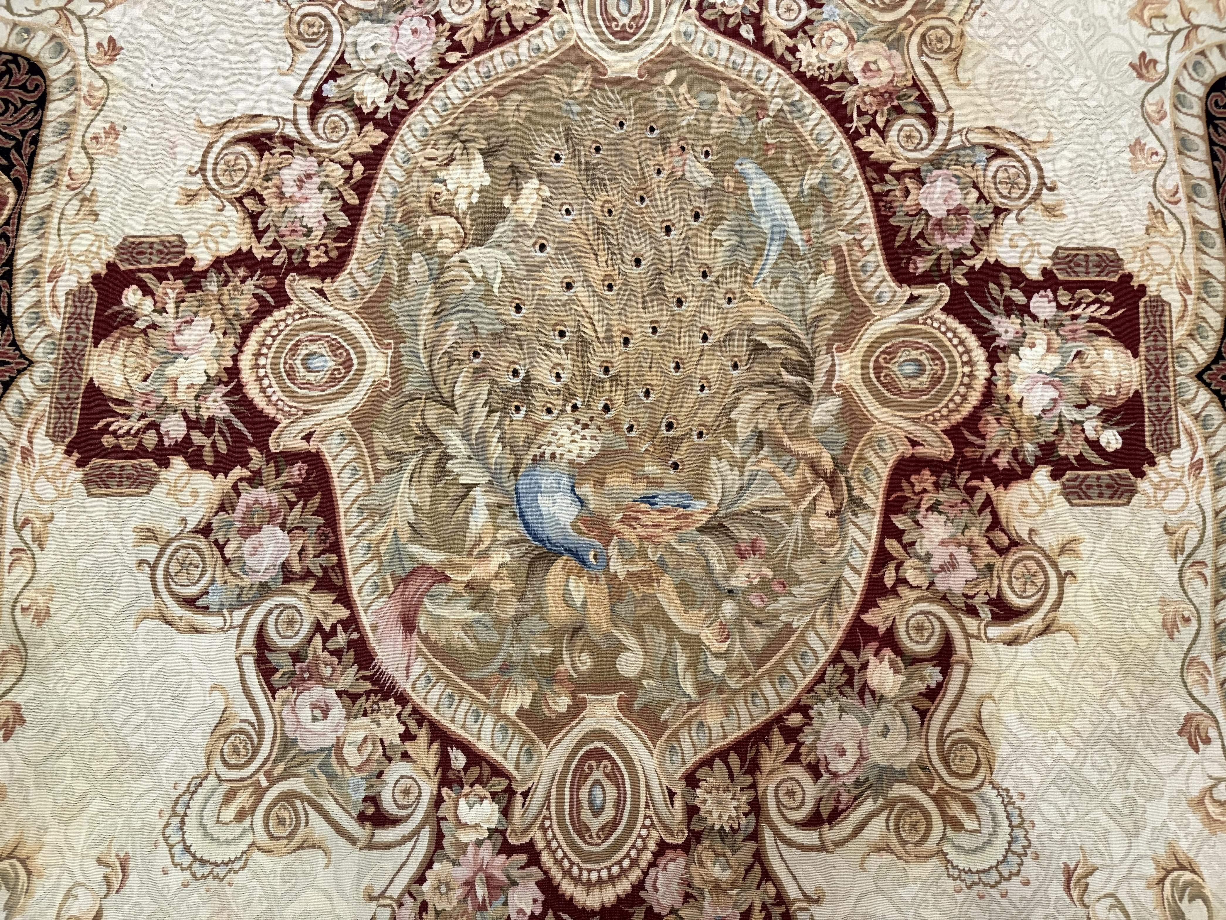 French Aubusson Rug 9x12 - European Design Flatweave Carpet - Jewel Rugs