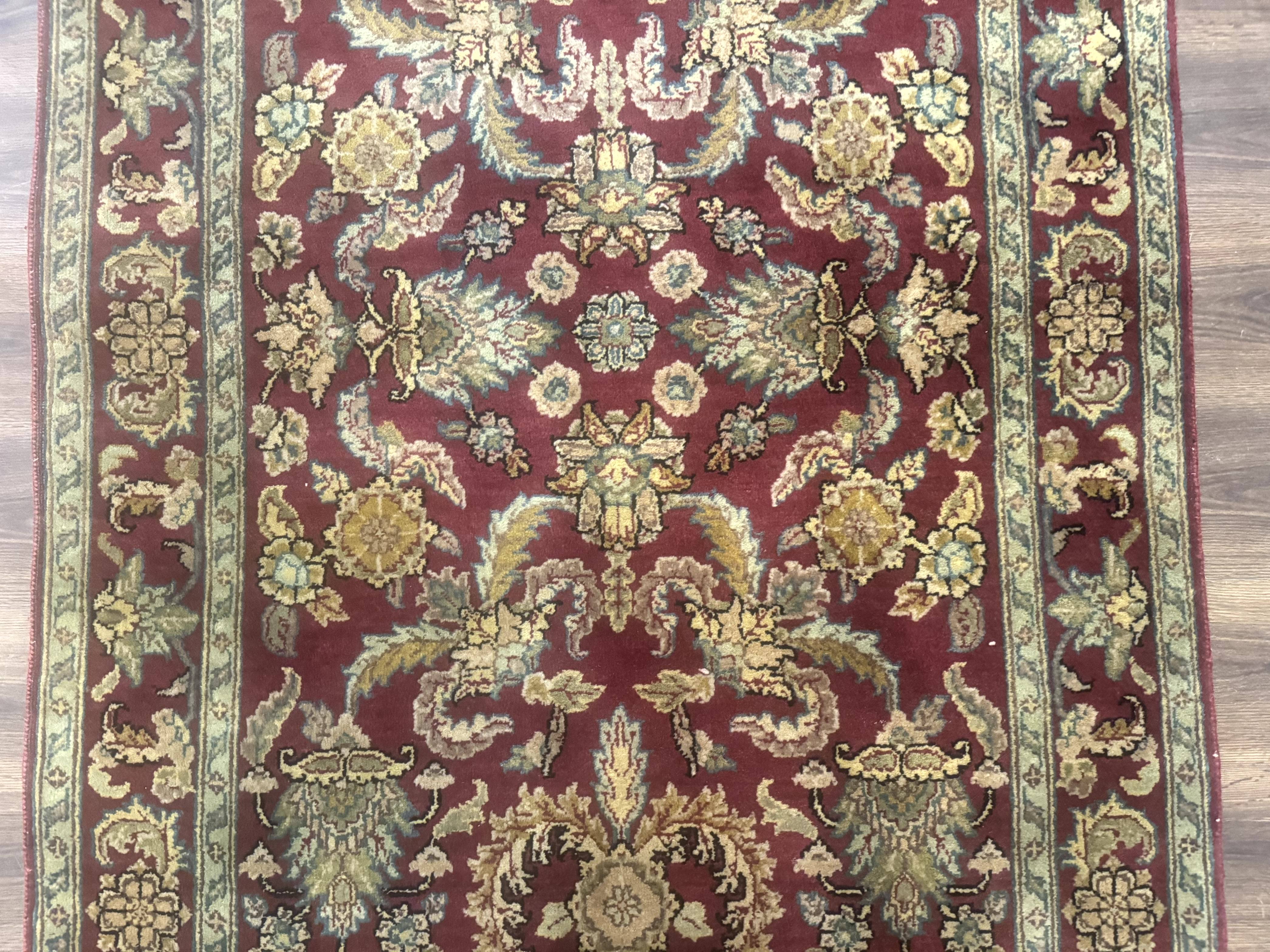 Indo Persian Mahal Rug 4x6, Floral Allover Pattern, Maroon - Jewel Rugs