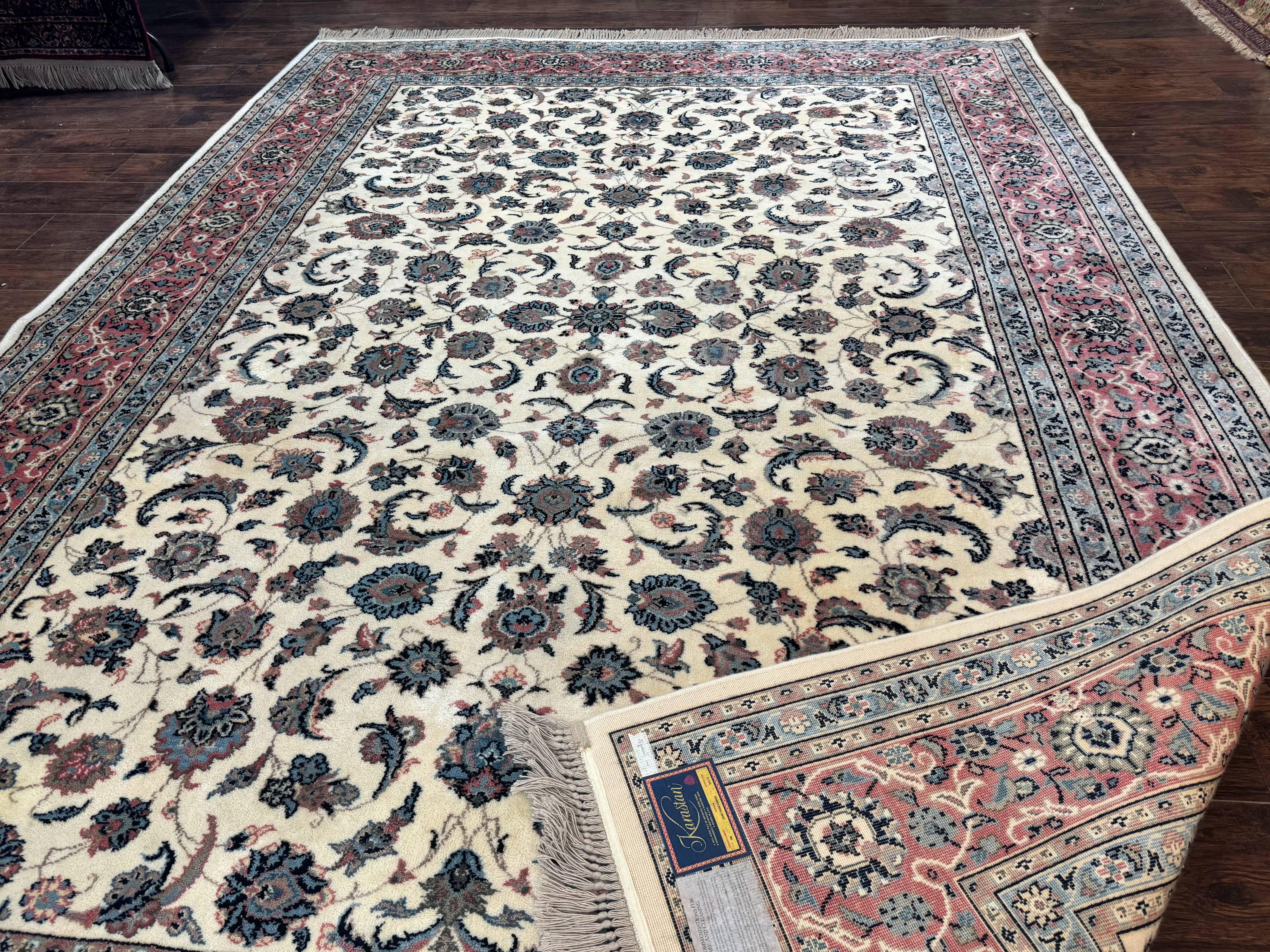 Karastan Rug 8.8 x 12, Ivory Rose Ka'shan #768, Wool Pile Karastan Carpet, Original 700 Series, Rare, Discontinued, Vintage - Jewel Rugs