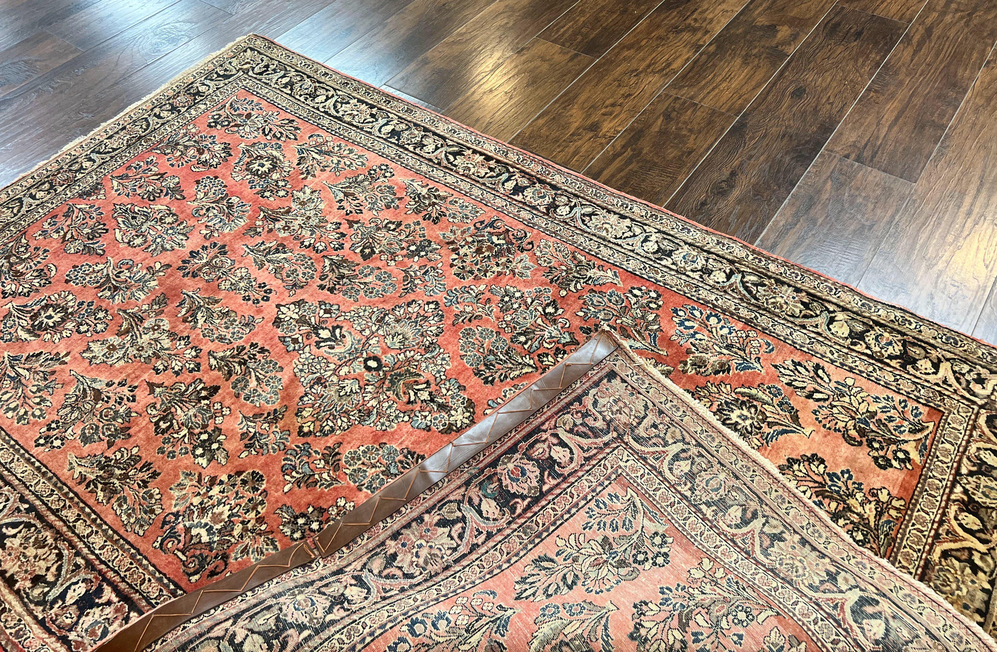 Antique Persian Sarouk Rug 4x7, Hand Knotted Wool Red Persian Carpet, Floral, Fine 300 KPSI - Jewel Rugs