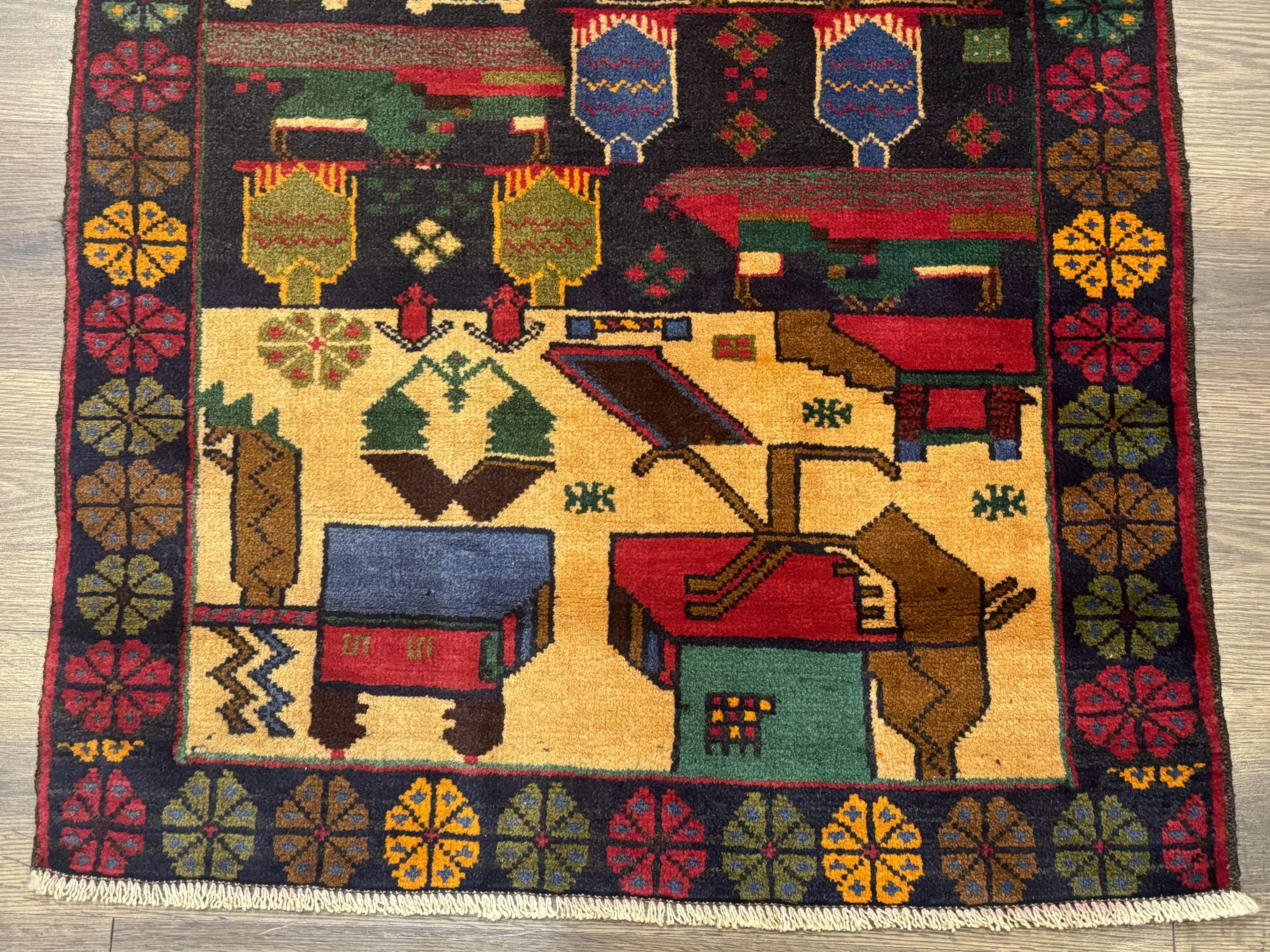 Afghan War Rug 3x4 ft, Hand-Knotted Wool Colorful Carpet - Jewel Rugs