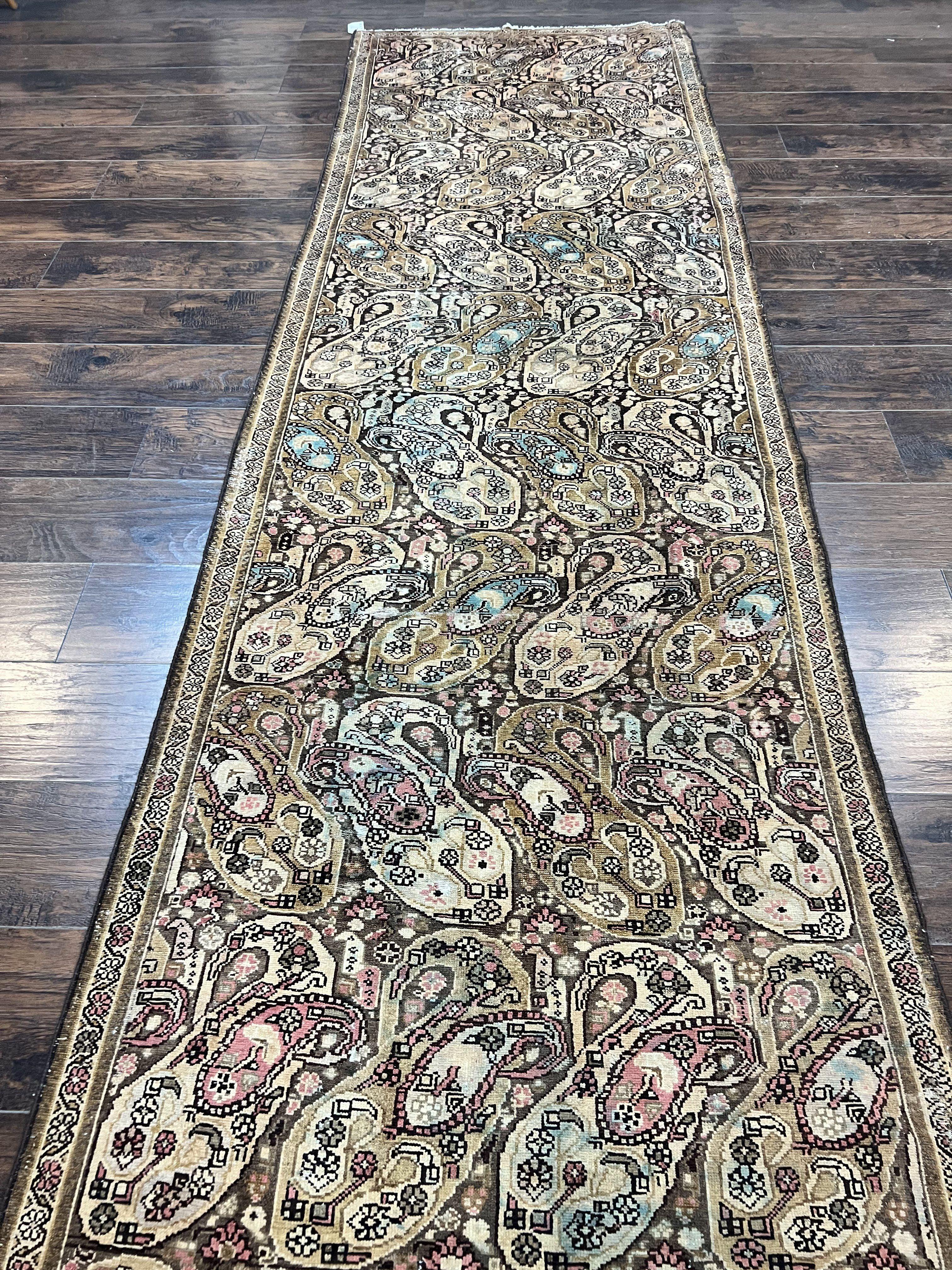 Antique Persian Malayer Runner Rug 3x16, Repeated Boteh Paisley Design, Rare Rug, 1920s Antique Oriental Carpet, Wool Handmade Hand Knotted 3 x 16 ft Rug - Jewel Rugs