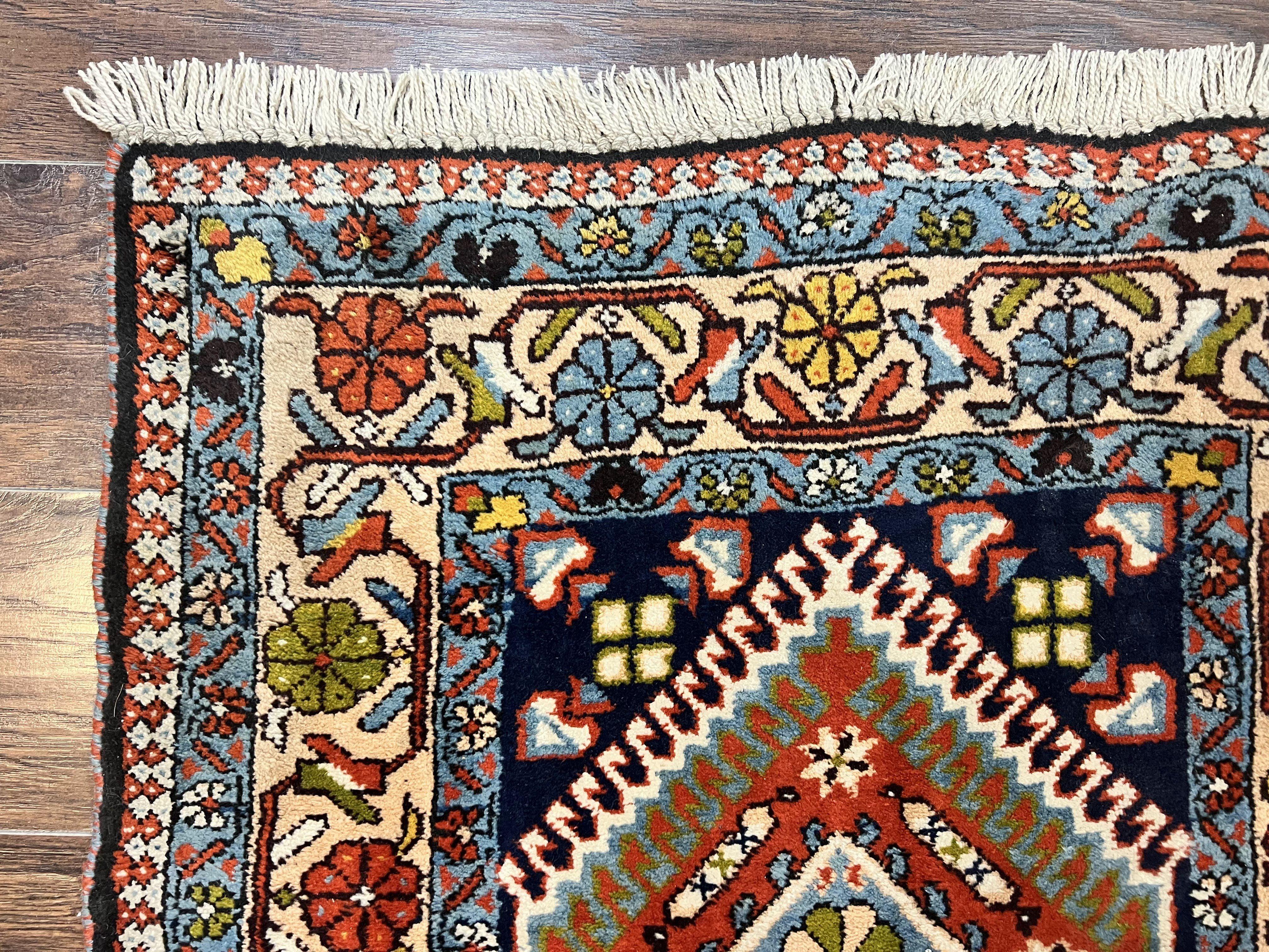 Persian Tribal Runner Rug 2.9 x 14, Colorful Rare Antique Persian Shiraz Yalameh Geometric Carpet for Hallway, 14ft Runner, Handmade, Wool, Red - Jewel Rugs