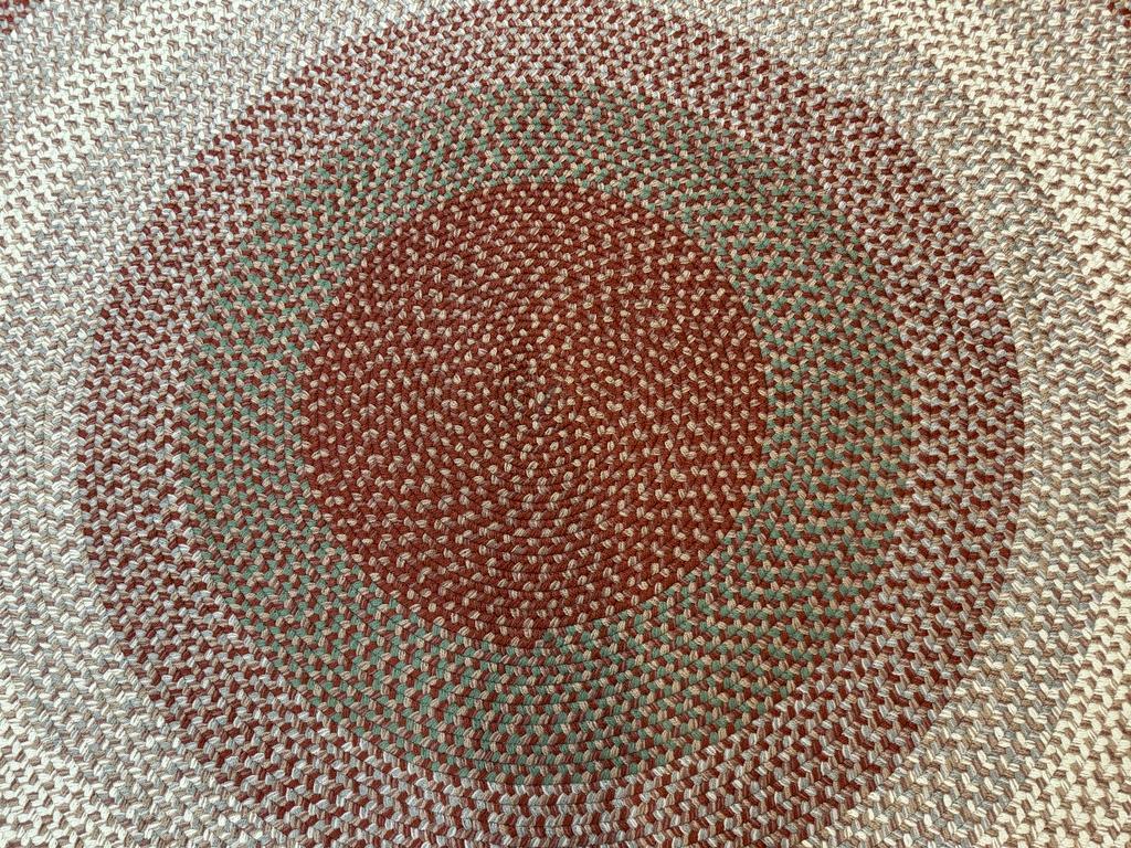Large Round American Braided Rug 8x8 ft, Wool Vintage Handbraided Carpet, Multicolor - Jewel Rugs
