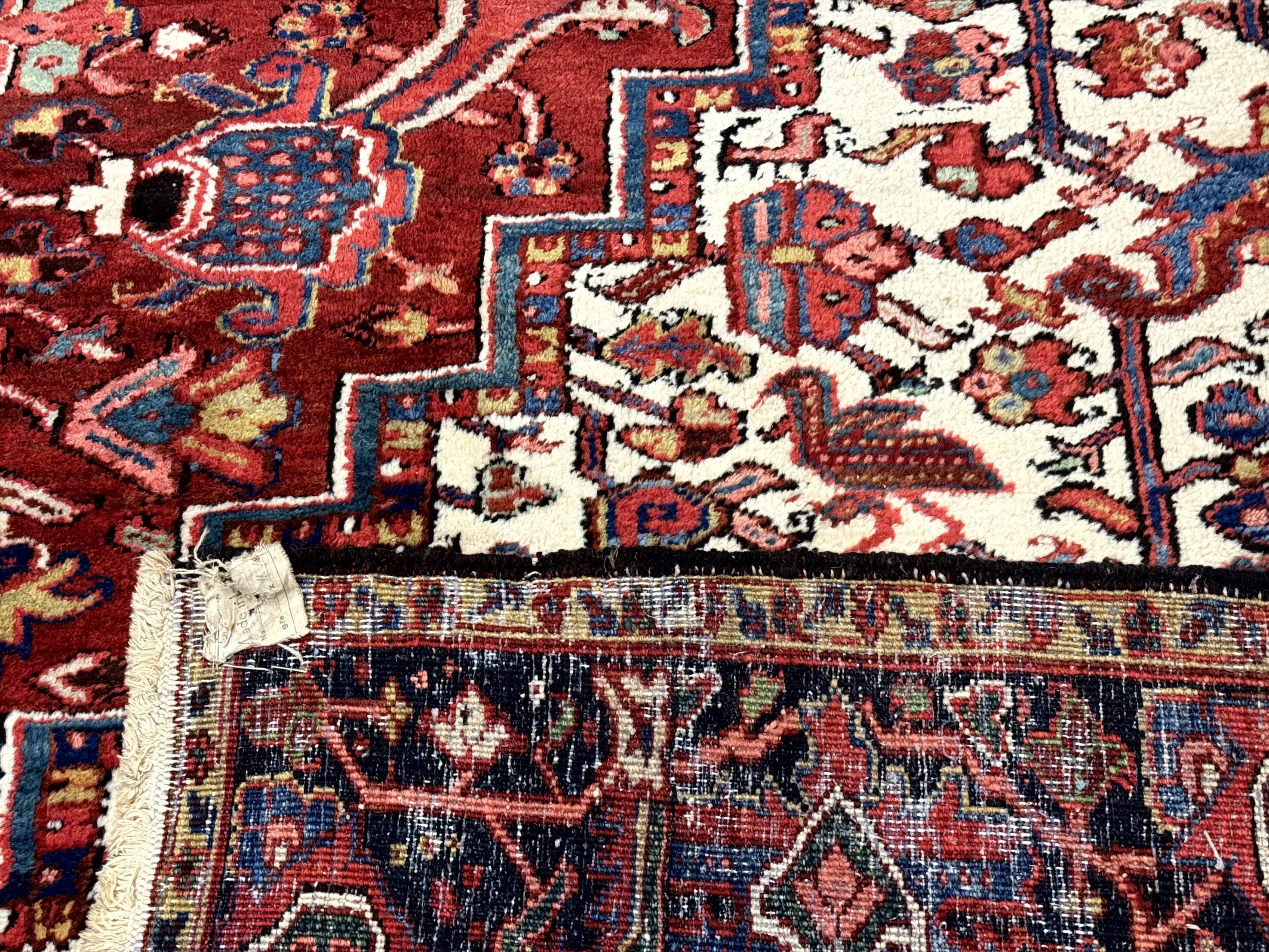 Palace Size Persian Heriz Rug 12x21 Wool Handmade Red Blue Ivory - Jewel Rugs