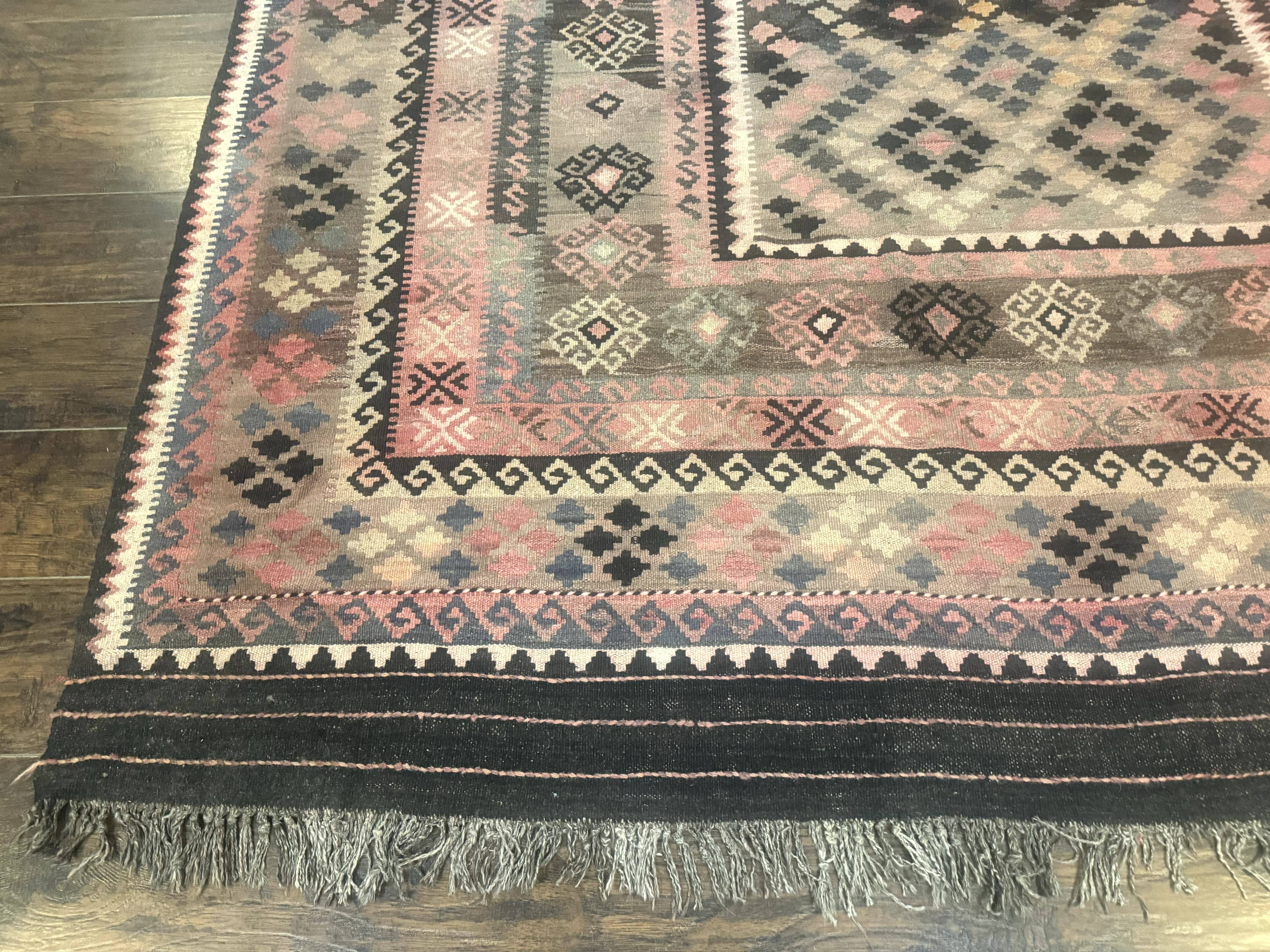 Persian Kurdish Kilim Rug 8x10, Large Flatweave Tribal Bohemian Rug, Vintage Zarand Kilim - Jewel Rugs