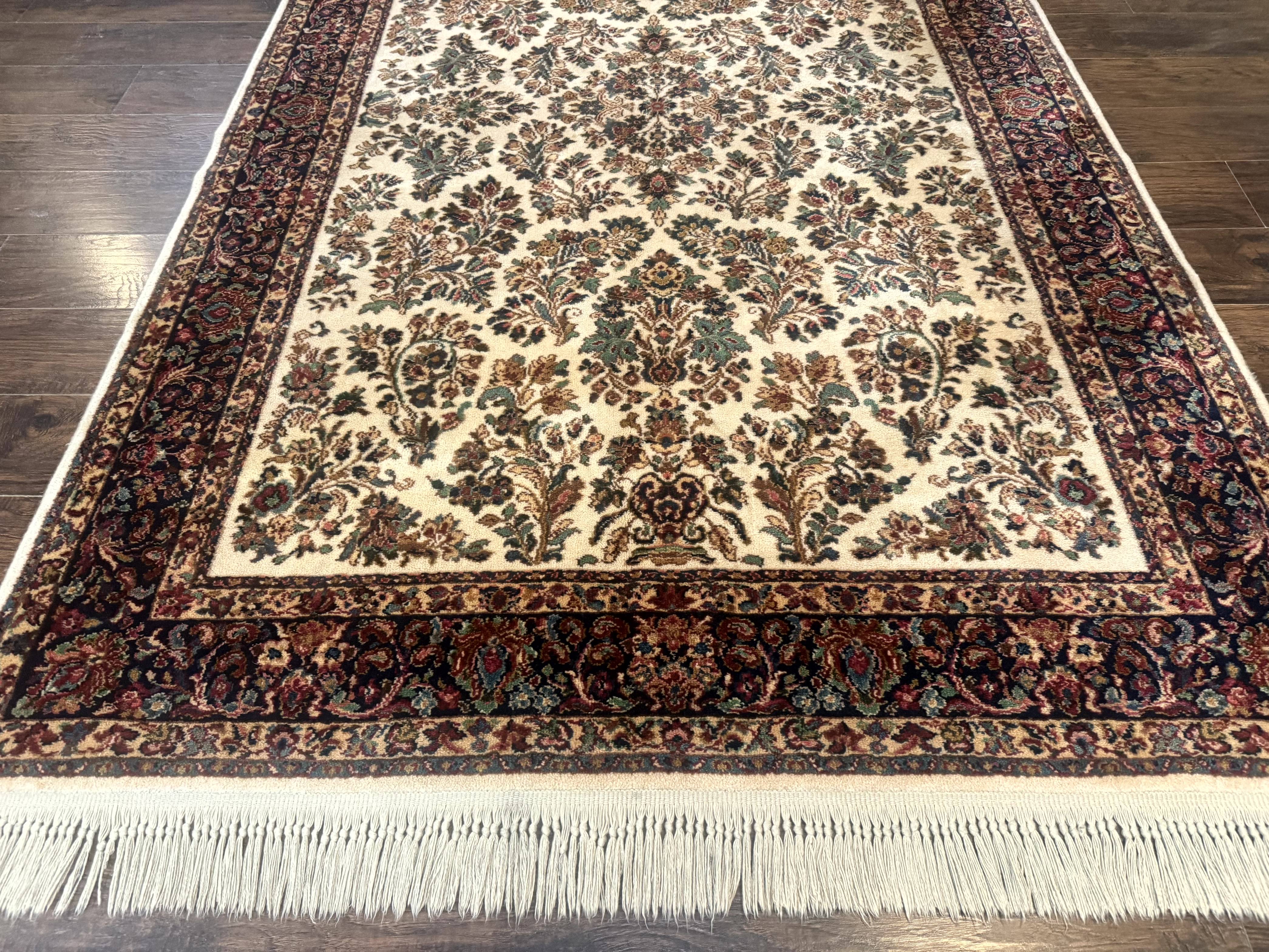 Karastan Rug 5.9 x 9, Ivory Sarouk #760, Wool Pile, Original 700 Series, Vintage - Jewel Rugs