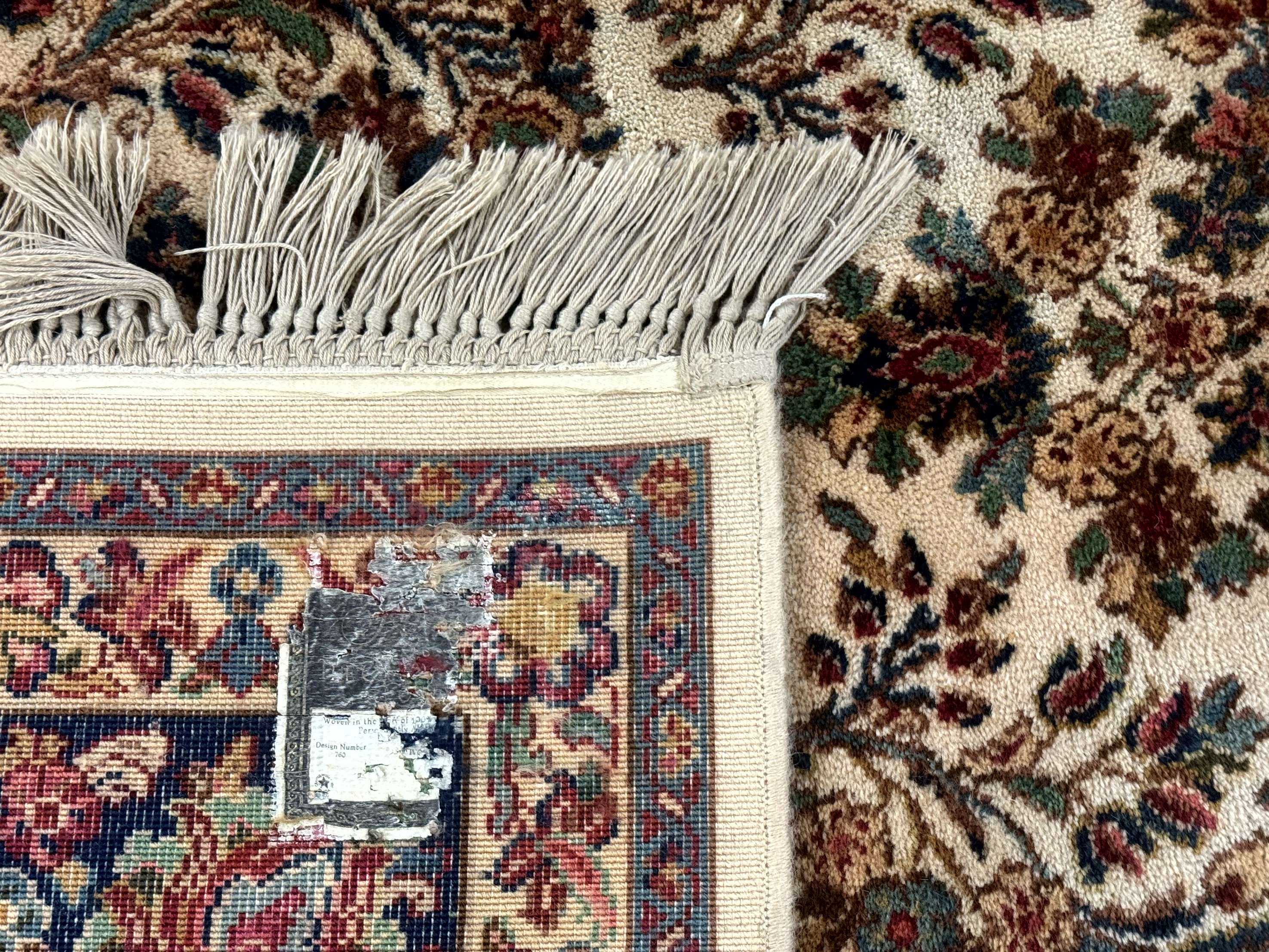 8.8 x 12 Karastan Ivory Sarouk Rug #760, Wool Pile, Vintage, Original 700 Series - Jewel Rugs