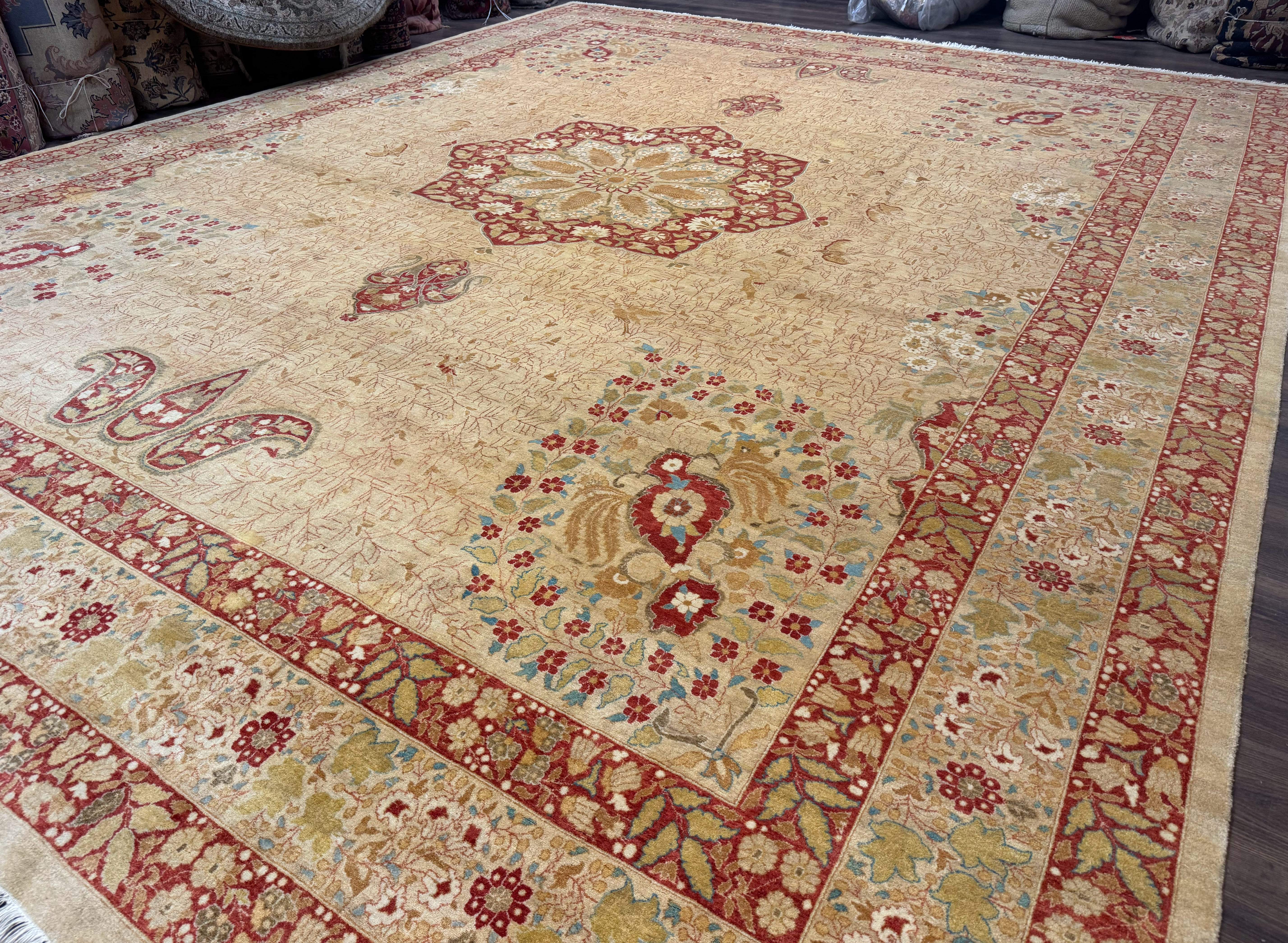 Palace Size Pak Persian Rug 13x17, Haji Jalili Design, Beige and Rust, Wool Hand Knotted, Fine 260 KPSI - Jewel Rugs