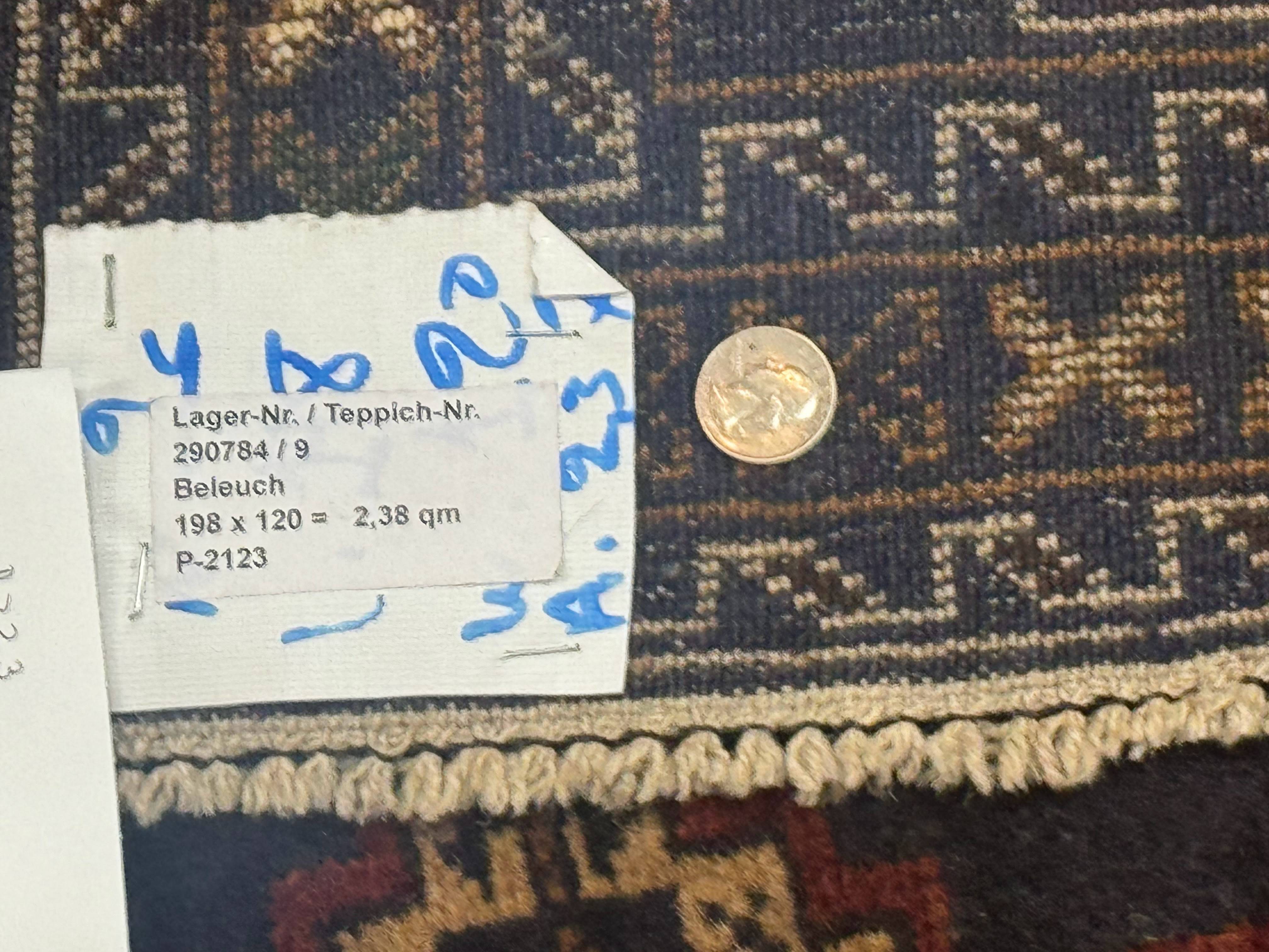 Navy Blue Afghan Balouch Rug 4x6, Handmade, New - Jewel Rugs