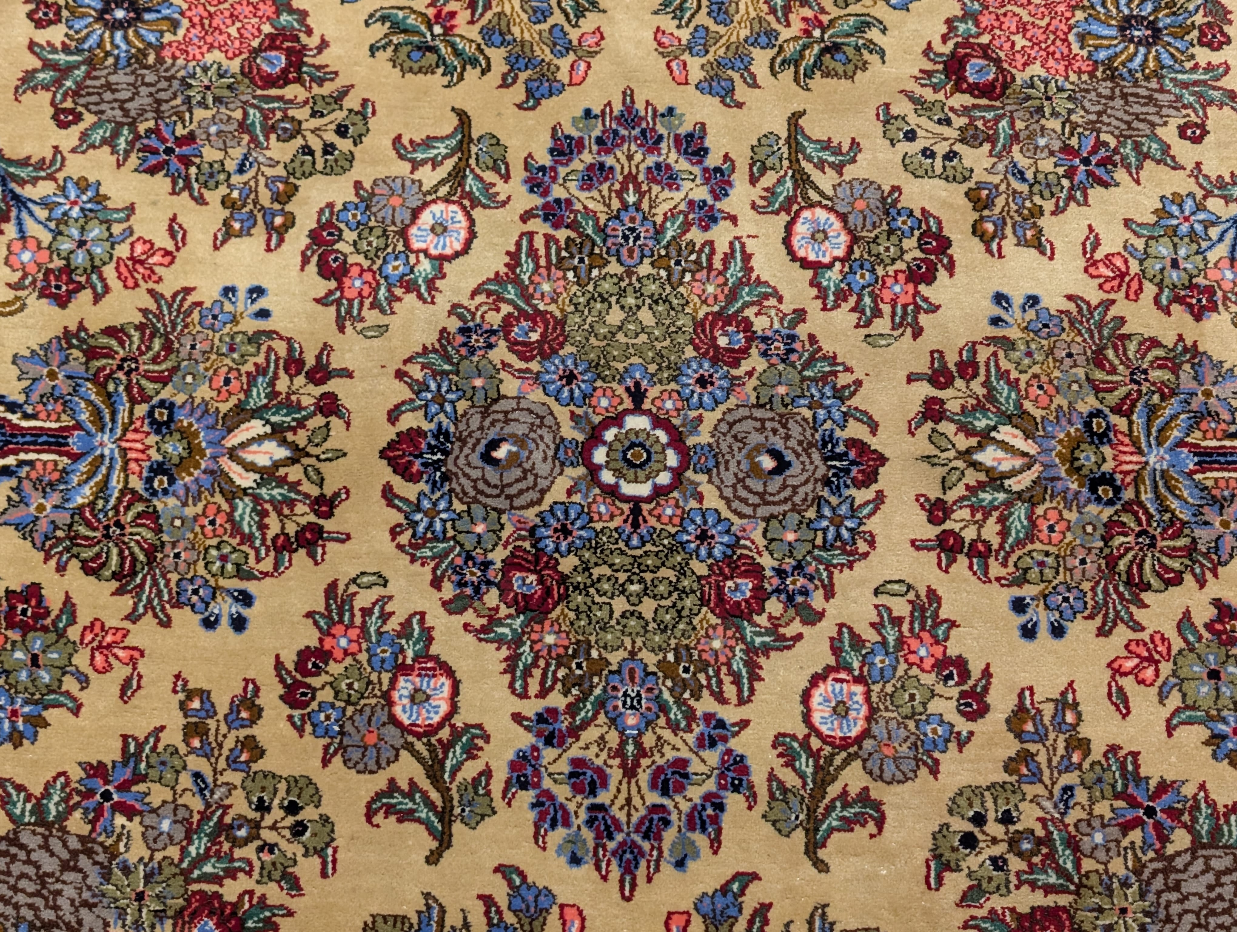 Persian Qum Rug 5x7, Floral, Tan & Multicolor - Jewel Rugs