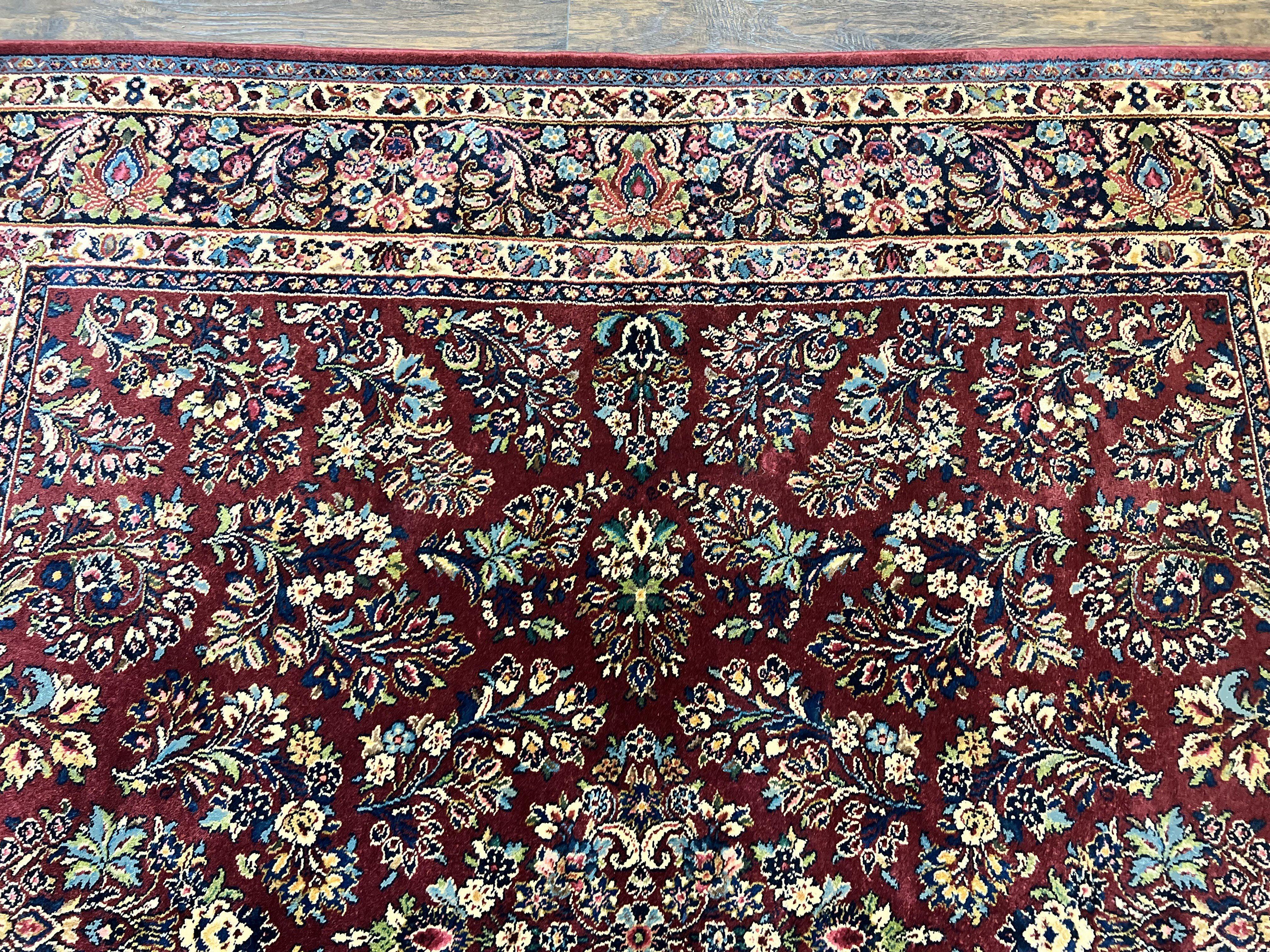 Square Karastan Rug, Red Sarouk Rug #785, Karastan Wool Rug 9x9 ft, Wool Karastan Carpet, Original 700 Series, Rare Size 9 x 9 - Jewel Rugs