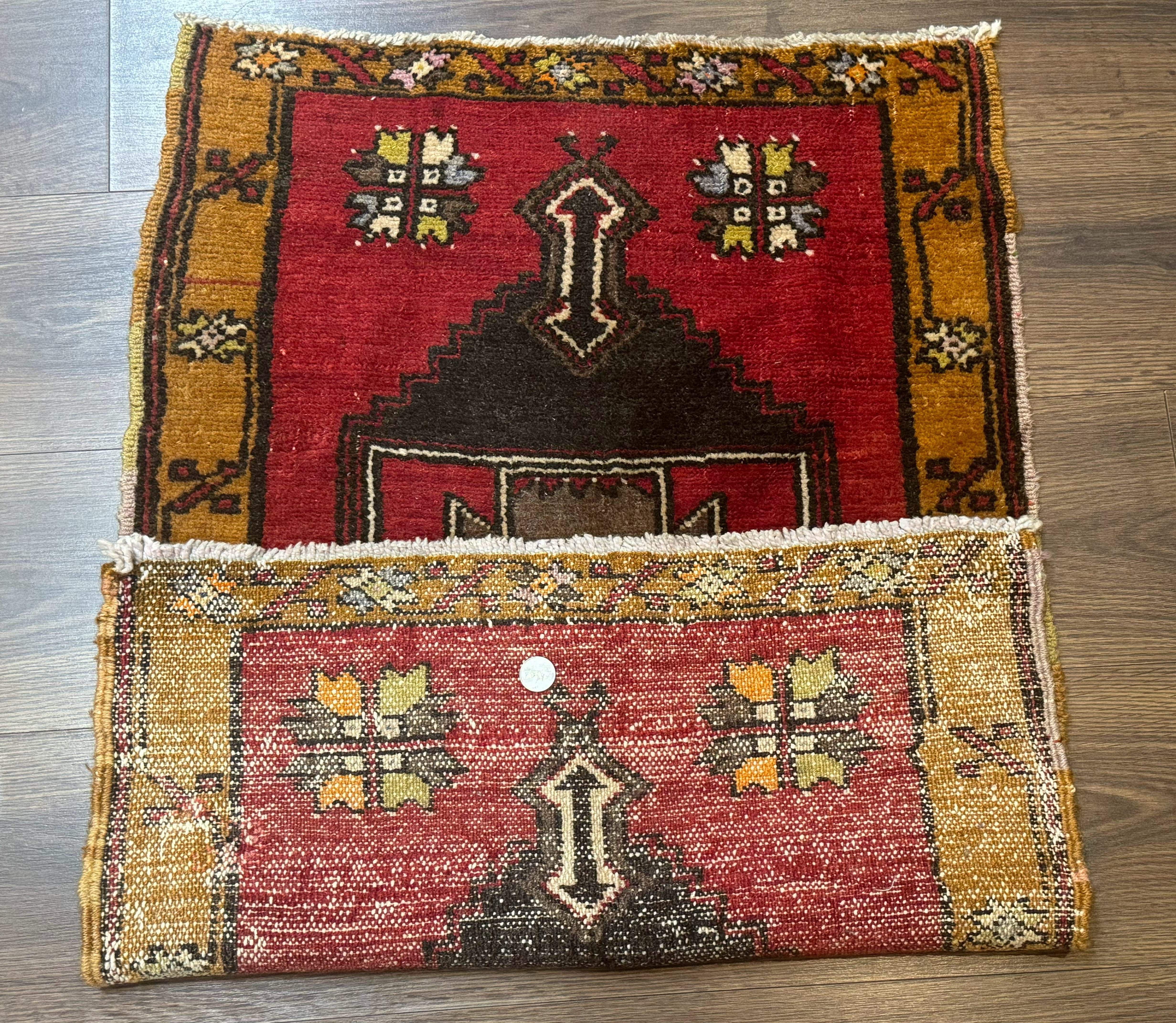 Turkish Yastik Rug 2x3, Geometric Medallion, Small Turkish Wool Rug, Red - Jewel Rugs