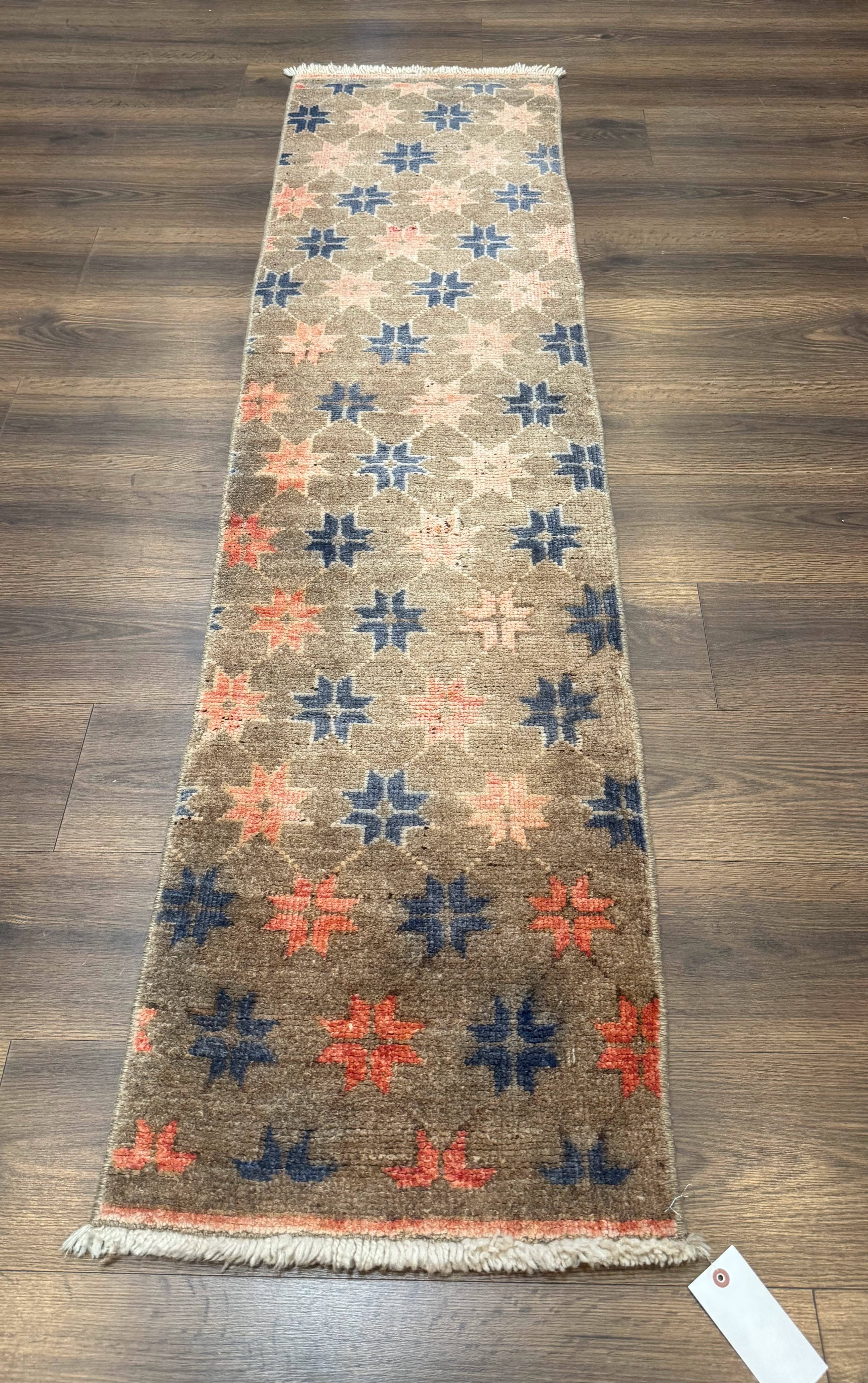 Tibetan Runner Rug, Short Skinny Runner, Star Design, 1.9 x 6.8 Rug for Hallway - Jewel Rugs