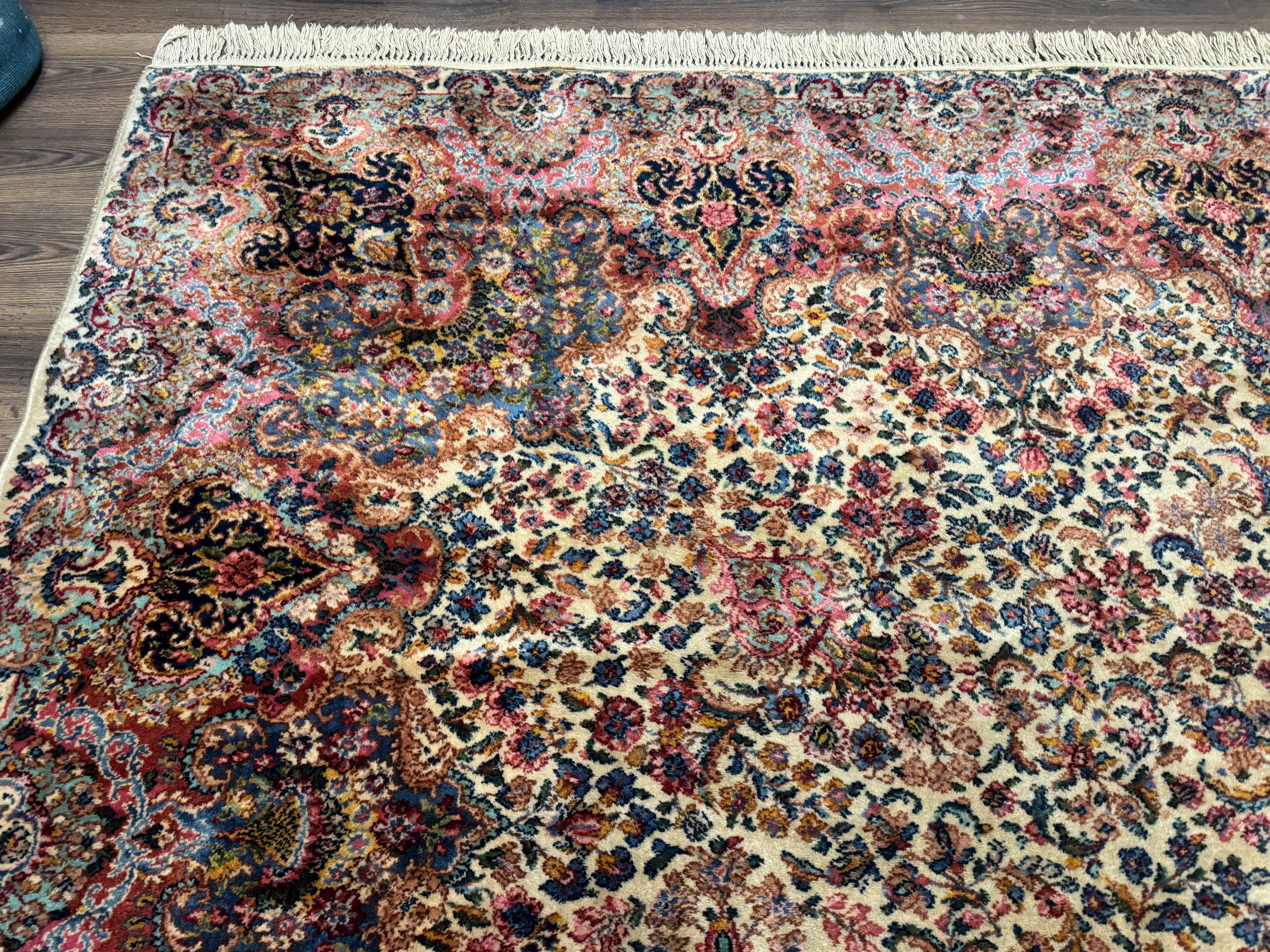 11x16 Karastan Ivory Kirman Rug #759, Floral Kirman, Wool, Original 700 Series, Palace Size - Jewel Rugs