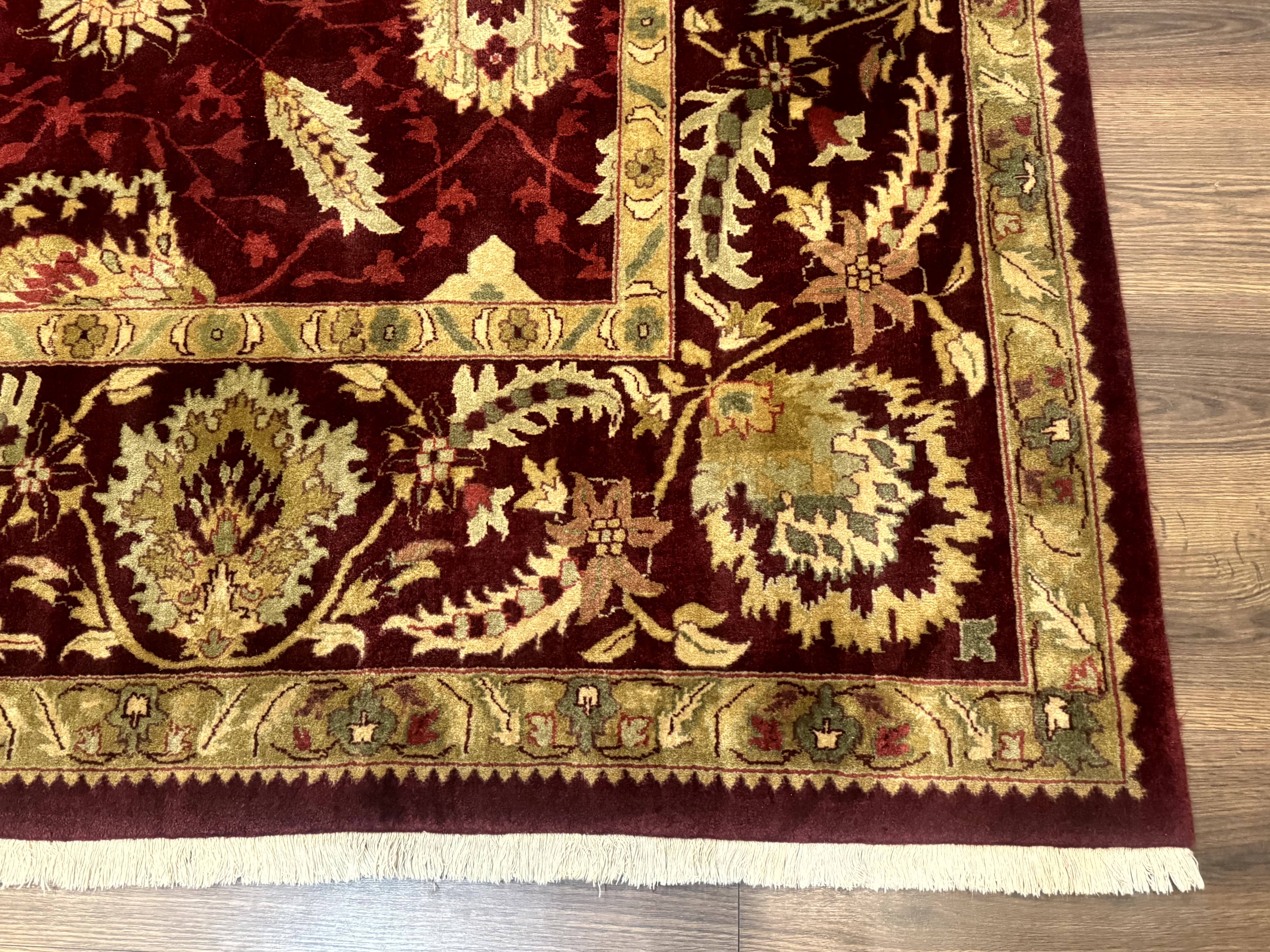 Indo Mahal Rug 9x12, Allover Pattern, Dark Red, Traditional Wool Area Rug - Jewel Rugs