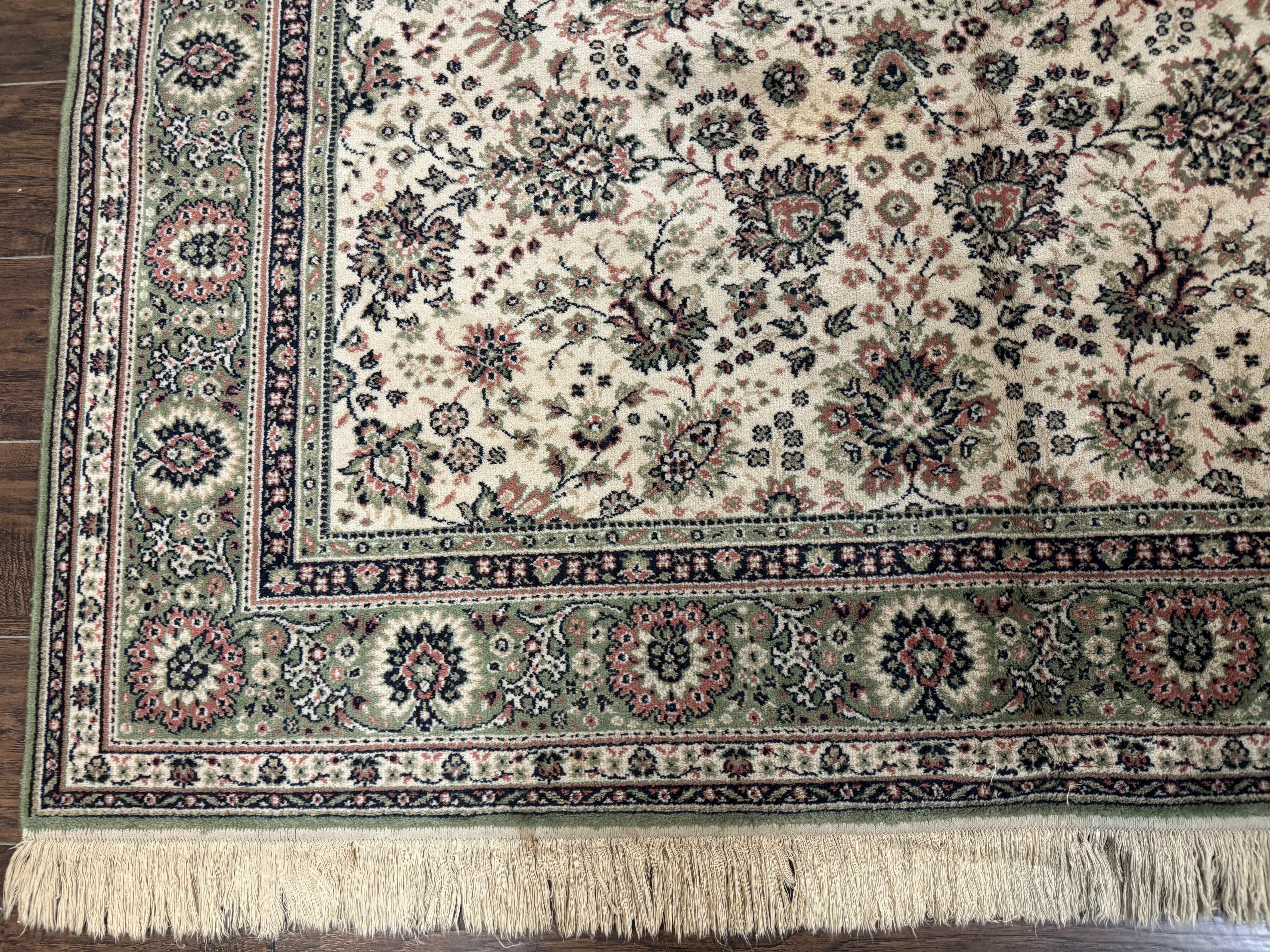 Couristan Rug 6x8, Vintage Belgium Power-Loomed Wool Oriental Carpet, Beige and Green, Allover Floral Area Rug - Jewel Rugs