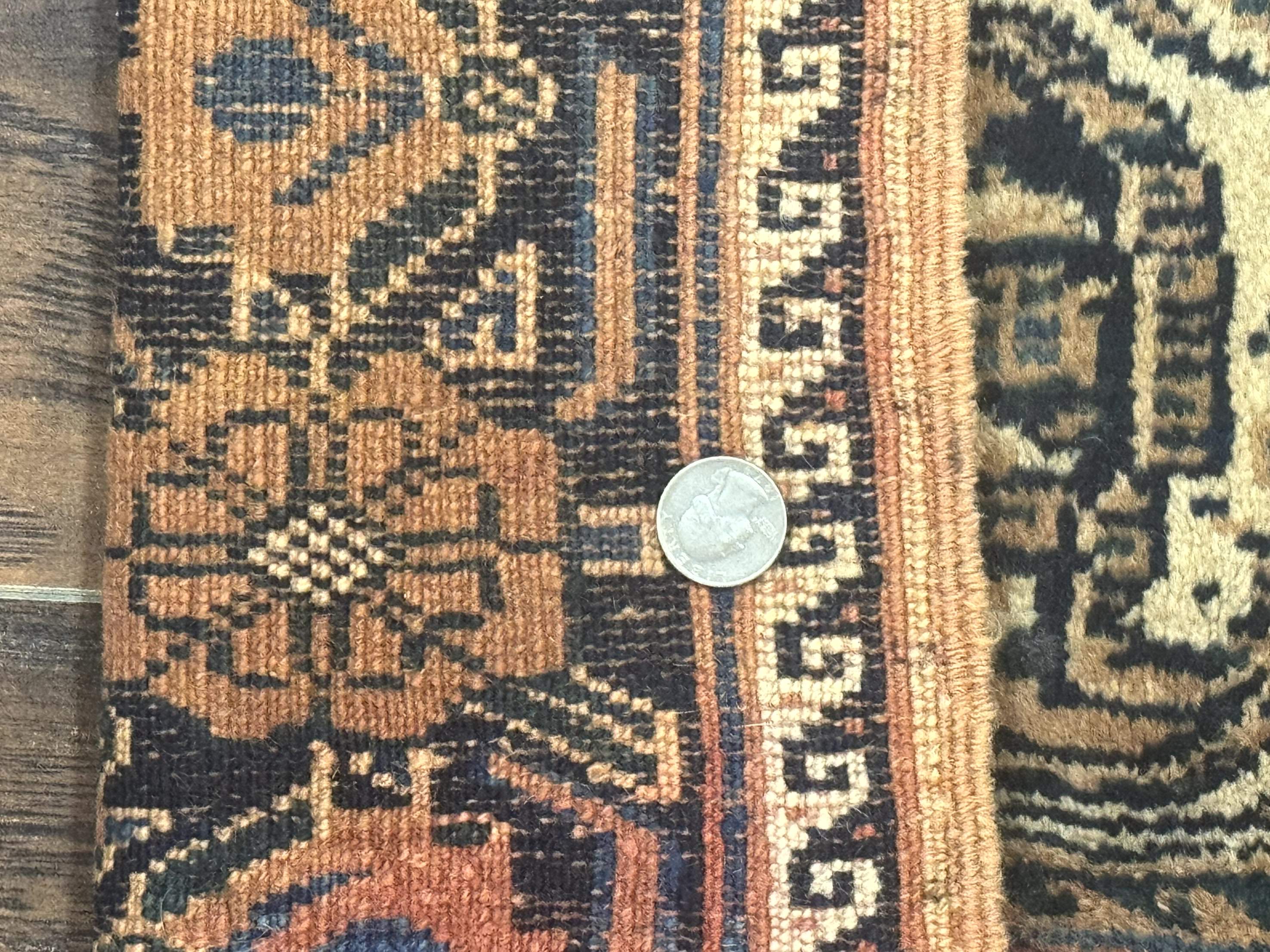 Small Persian Afshar Rug 2x3 – Oat and Navy, Hand-Knotted Wool Antique Accent Rug - Jewel Rugs