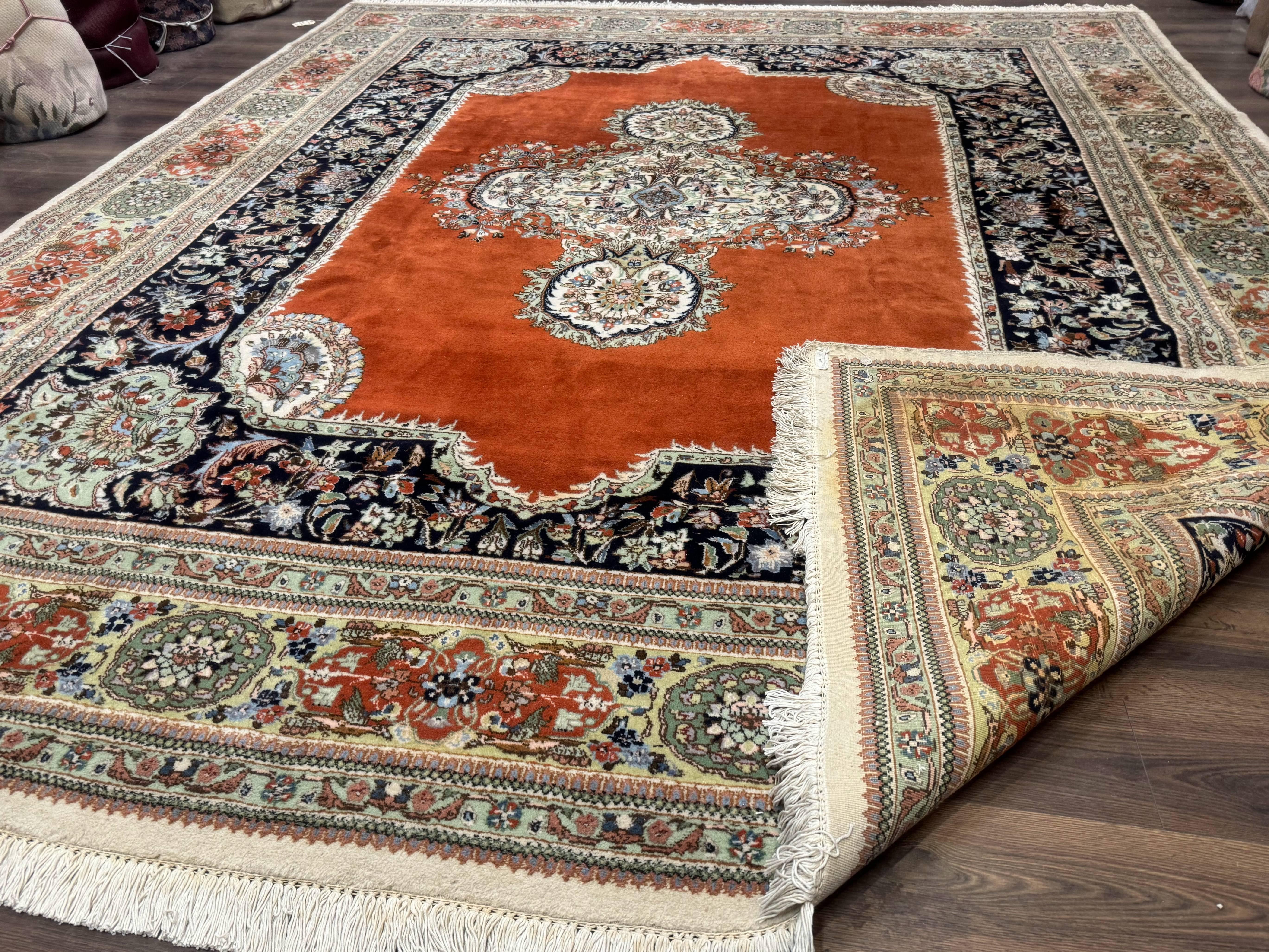 Persian Rug 11x13, Semi Open Field, Soft Wool Pile, Vintage Persian Carpet, Persian Tabriz Tabatabai - Jewel Rugs