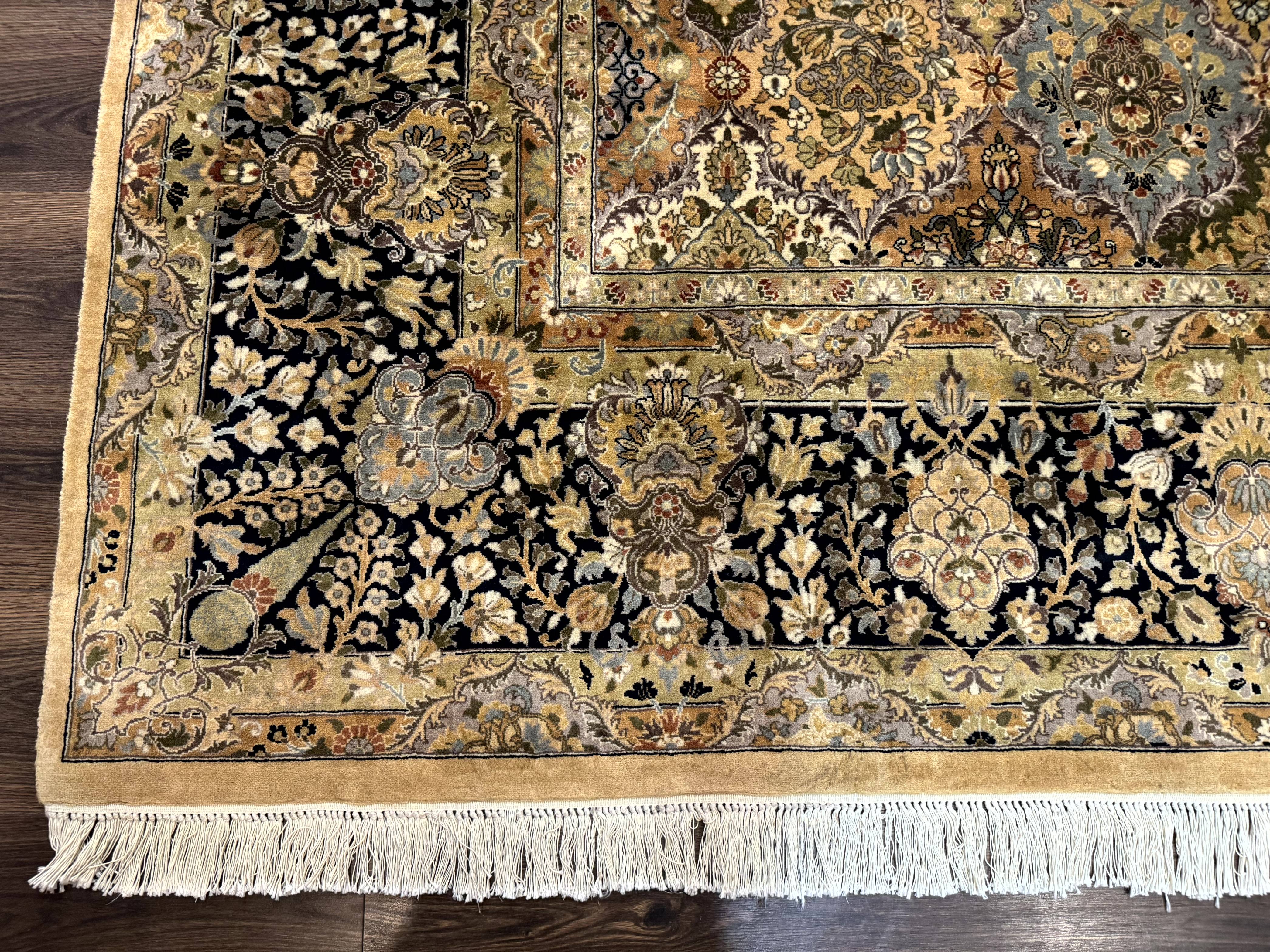 Pakistani Persian Rug 9x12, Multicolor Panel Design, Tan-Gold, Fine 270 KPSI - Jewel Rugs