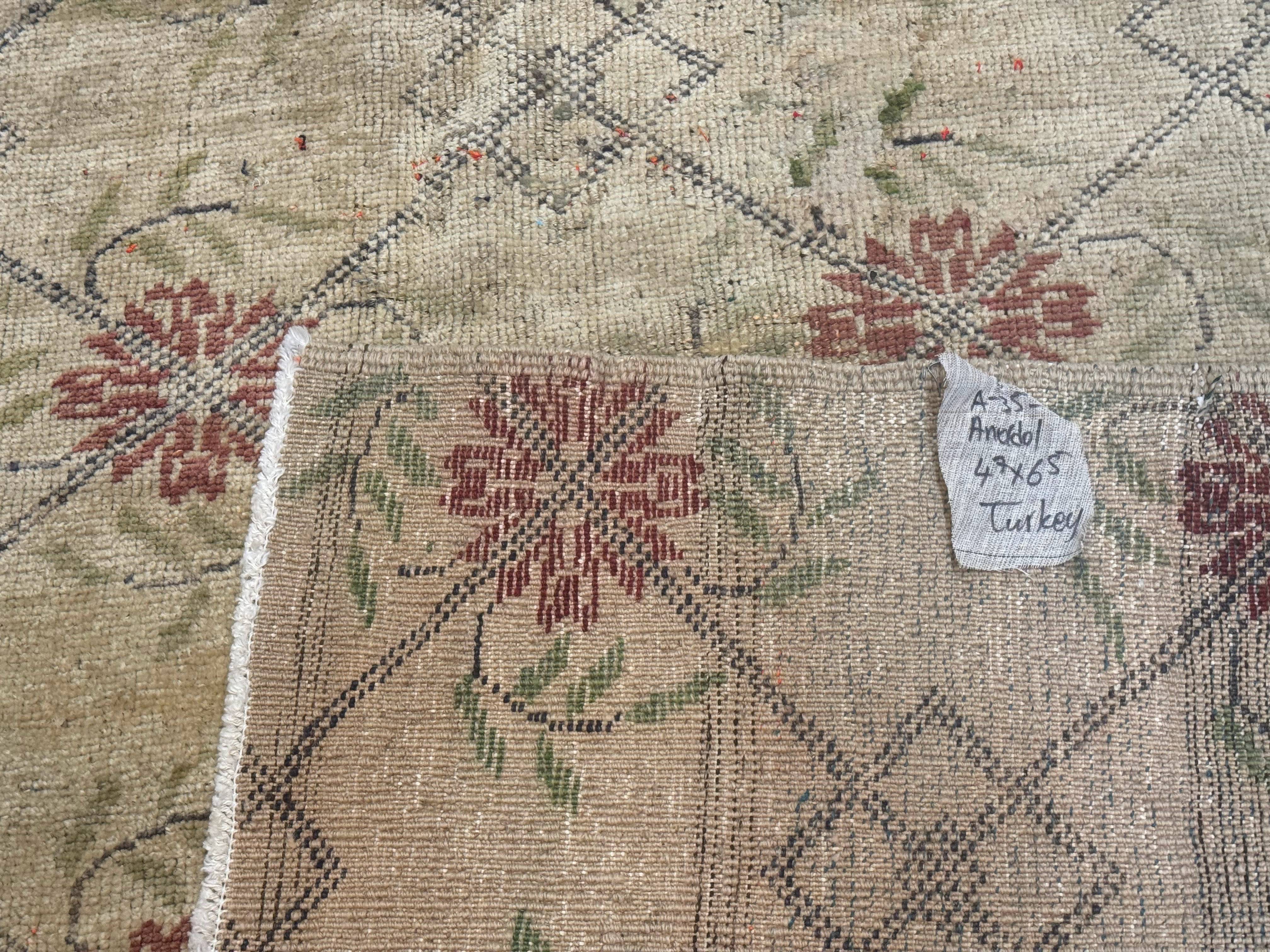 Turkish Rug 5x6, Oushak Carpet, Beige - Jewel Rugs