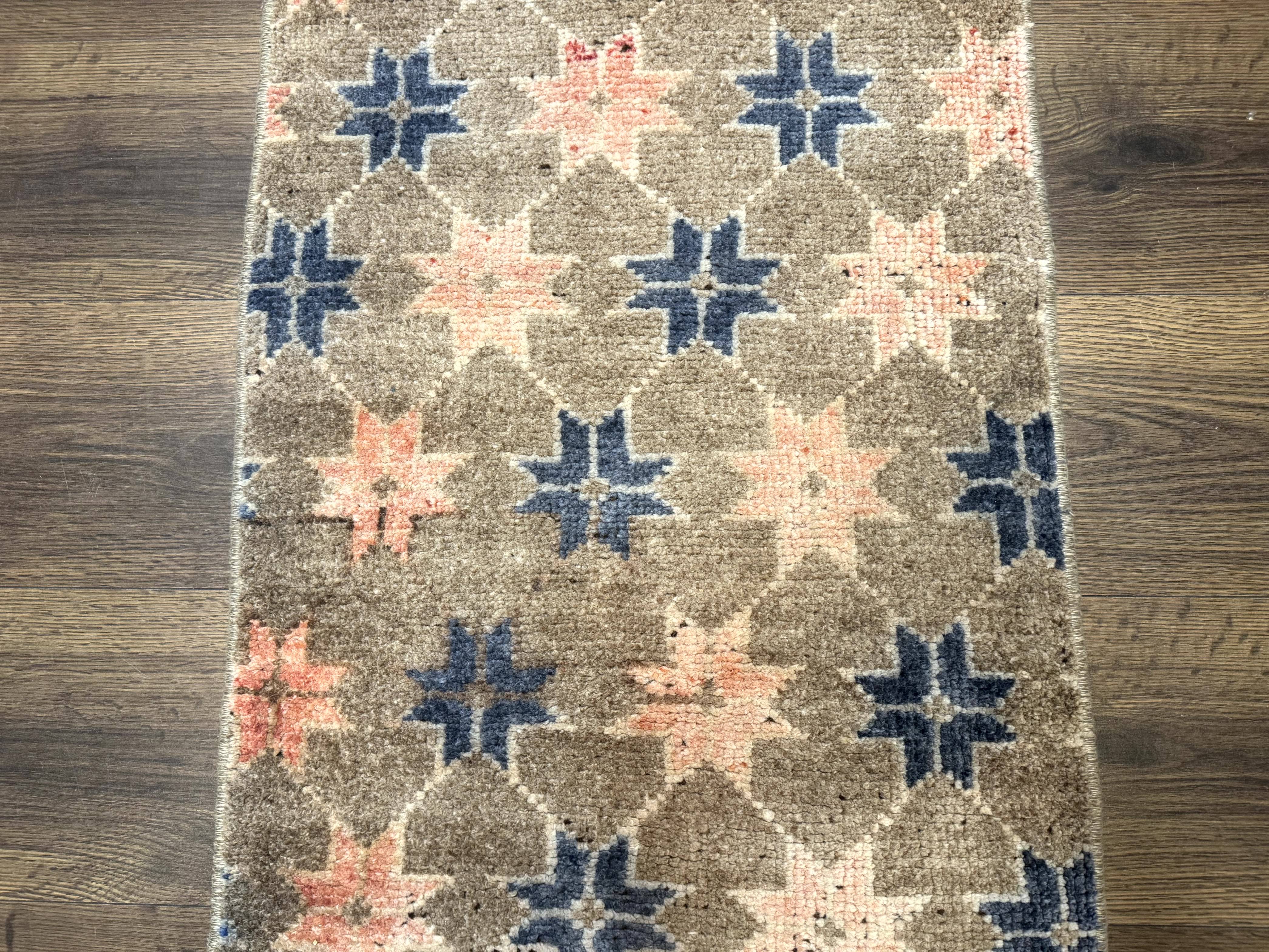 Tibetan Runner Rug, Short Skinny Runner, Star Design, 1.9 x 6.8 Rug for Hallway - Jewel Rugs