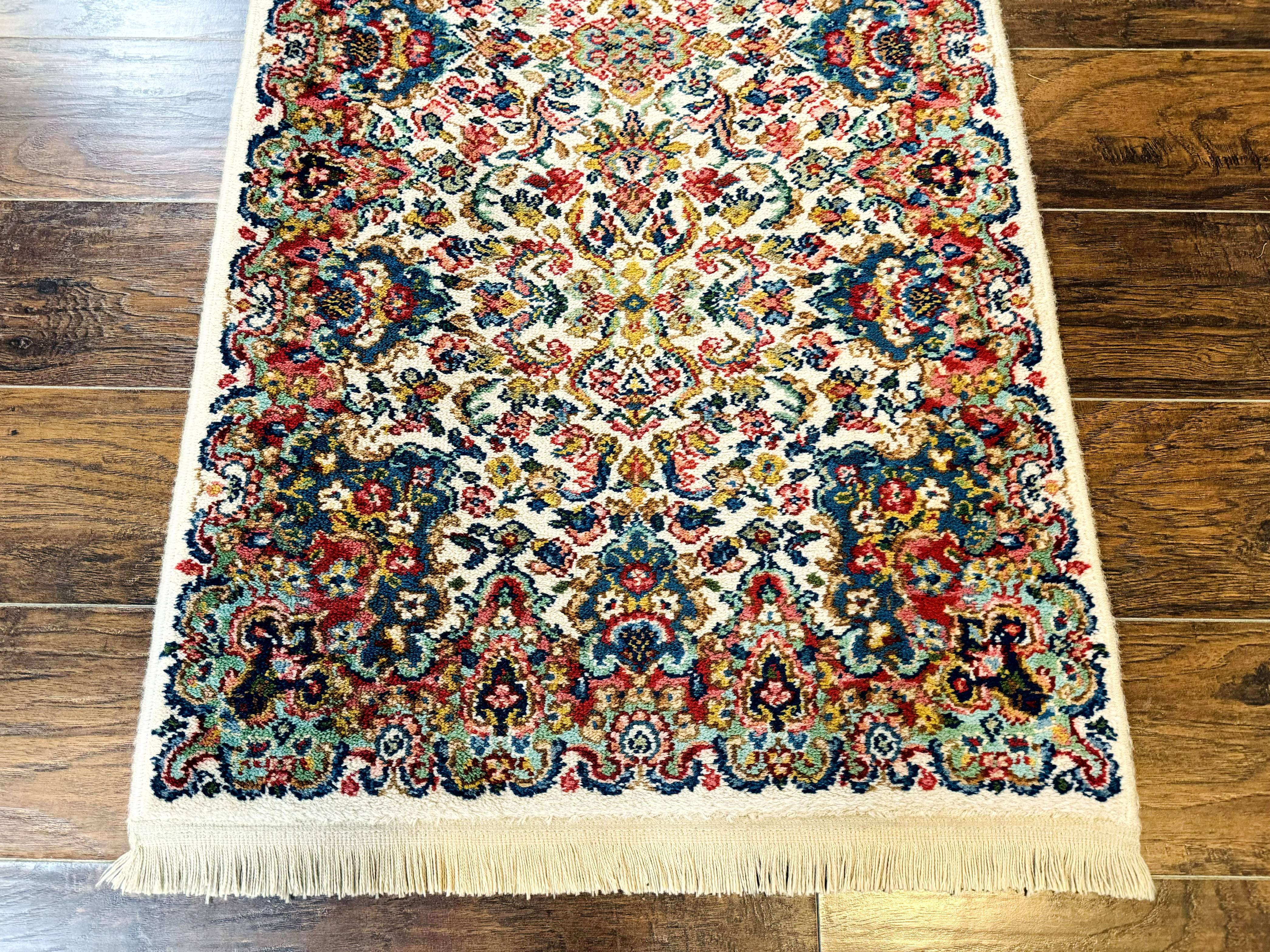 Karastan Runner Rug 2.6 x 8.6, Floral Kirman #742, Wool Vintage Original 700 Series, Rare - Jewel Rugs