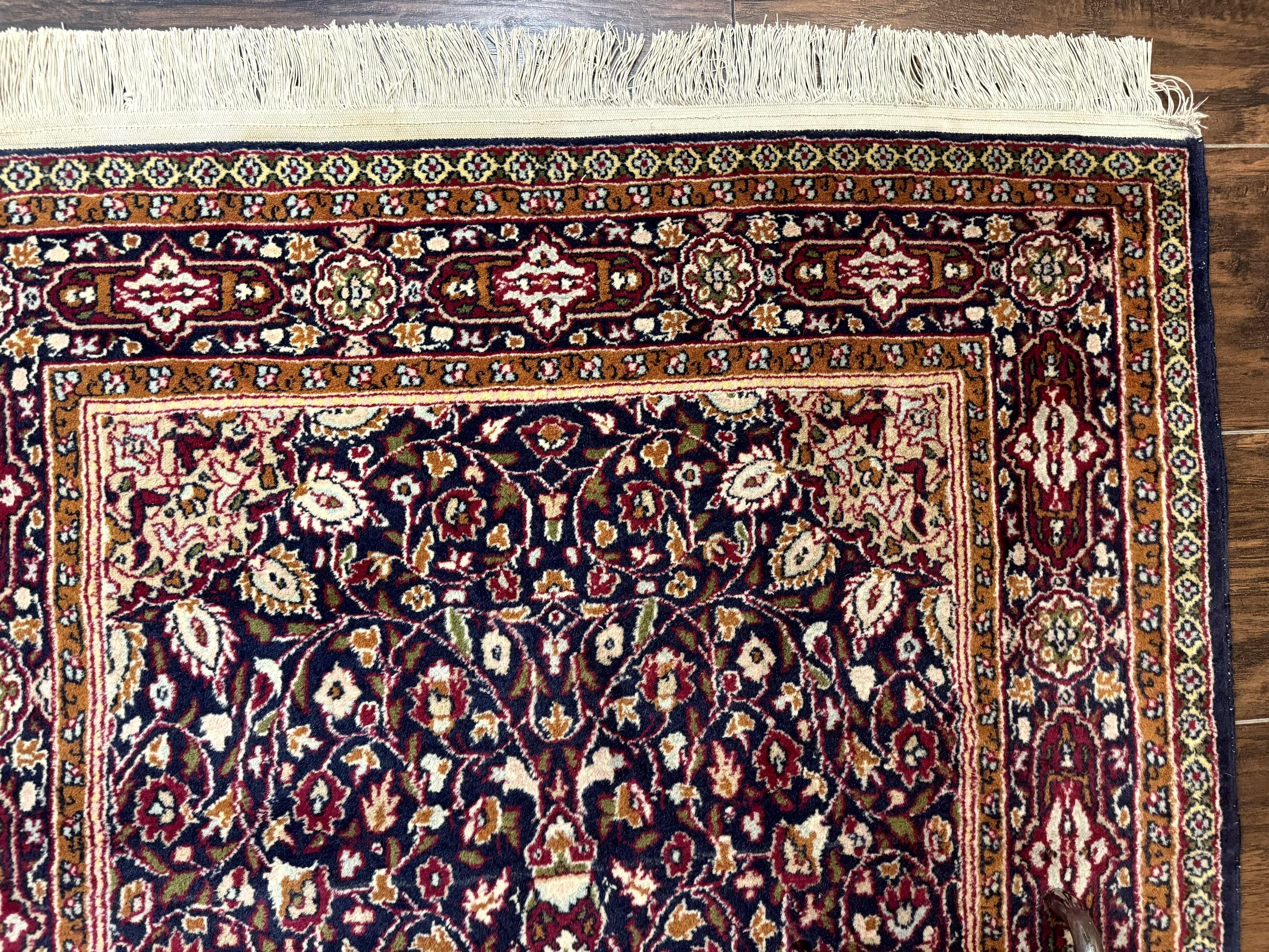 Indo Kashmiri Rug 3x5, Navy Blue, Very Fine 400 KPSI, Pair A - Jewel Rugs