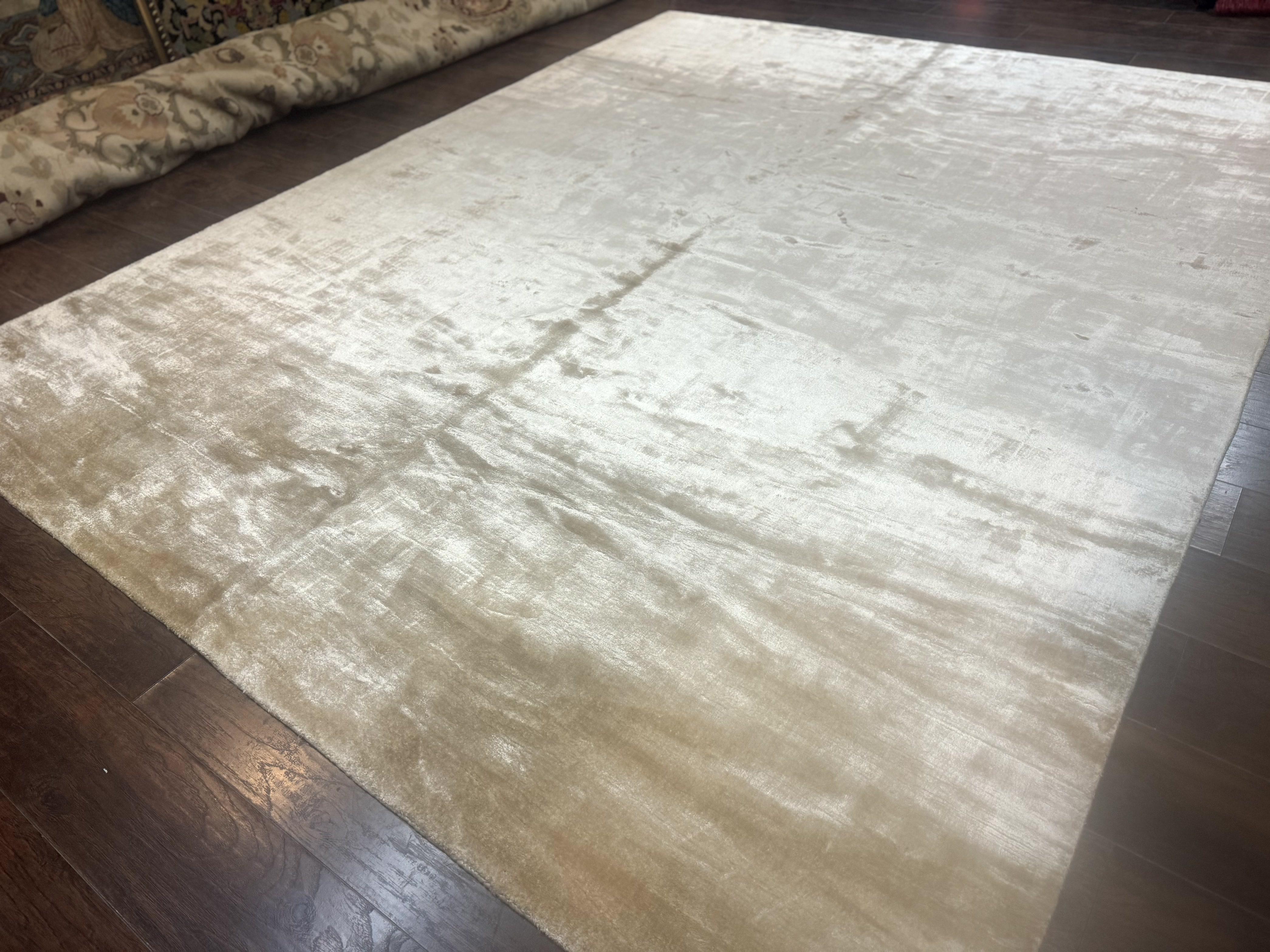 Silk Tibetan Rug 9x11, Handmade Silk Area Rug, Modern Contemporary Carpet - Jewel Rugs