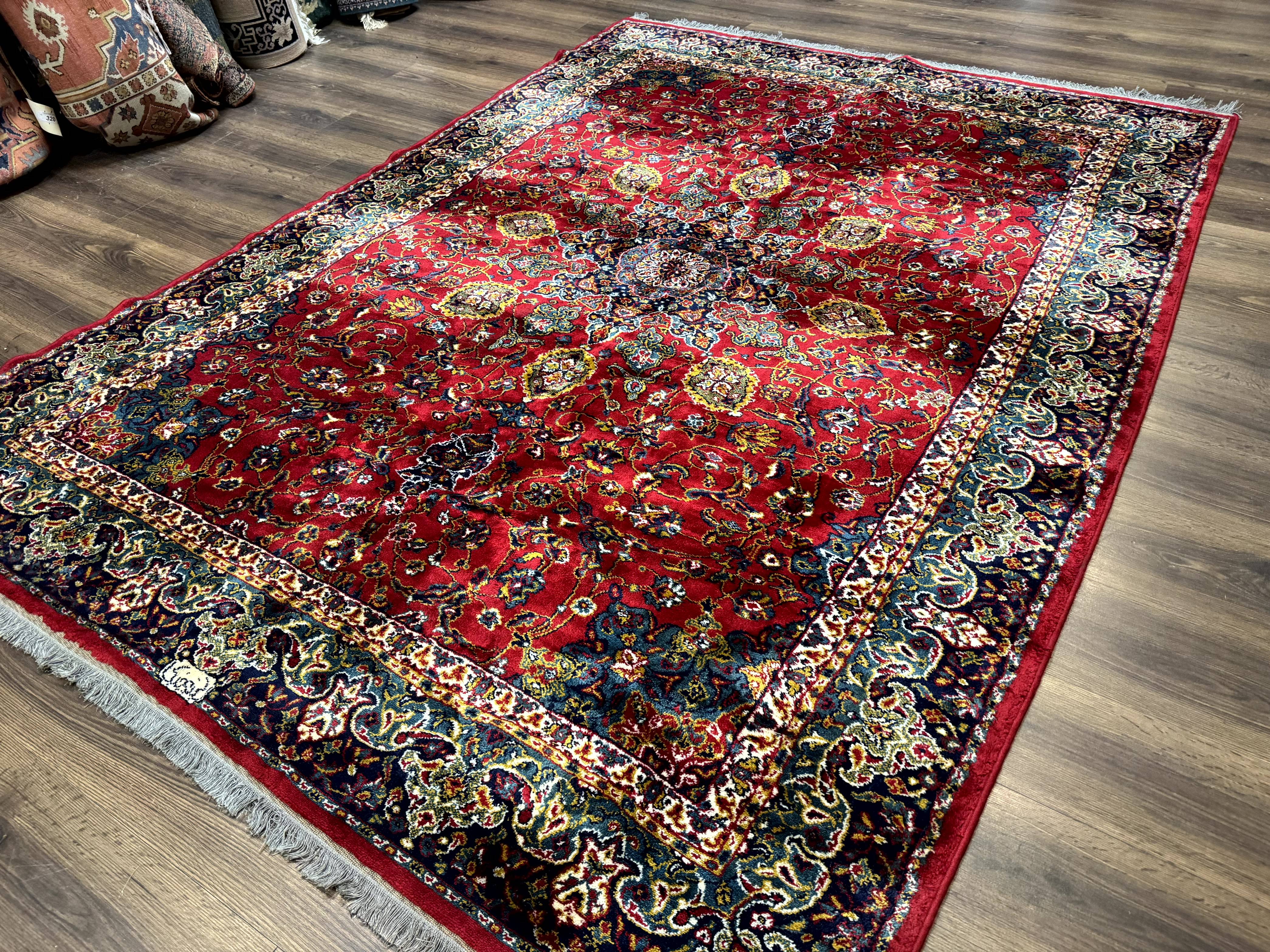 Red Persian Rug 6x9, Medallion Carpet, Ardebil Design, Vintage Belgium Power Loomed Carpet - Jewel Rugs