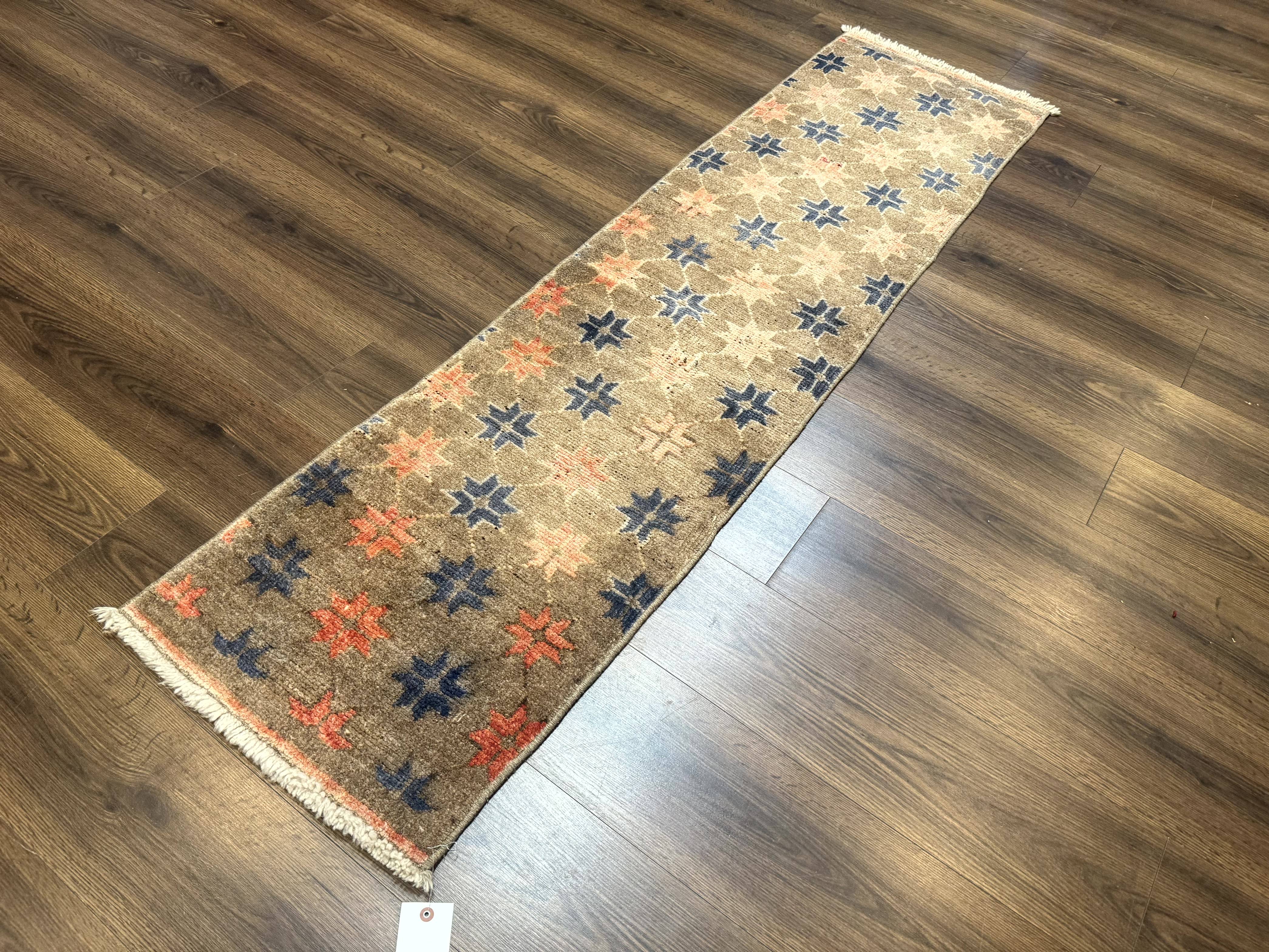 Tibetan Runner Rug, Short Skinny Runner, Star Design, 1.9 x 6.8 Rug for Hallway - Jewel Rugs