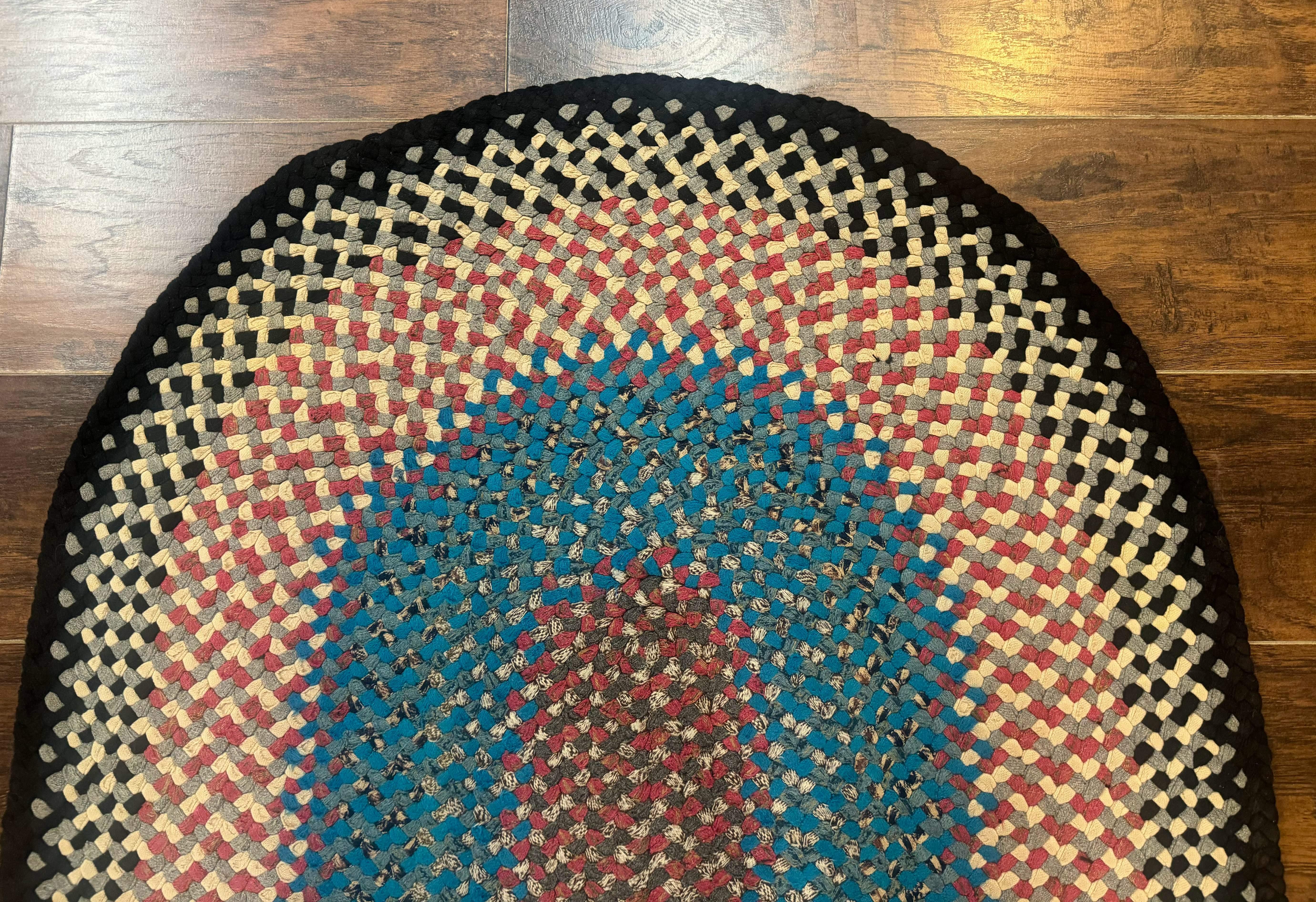 American Braided Rug 3 x 5.6, Oval Braided Rug, Multicolor, Blue - Jewel Rugs