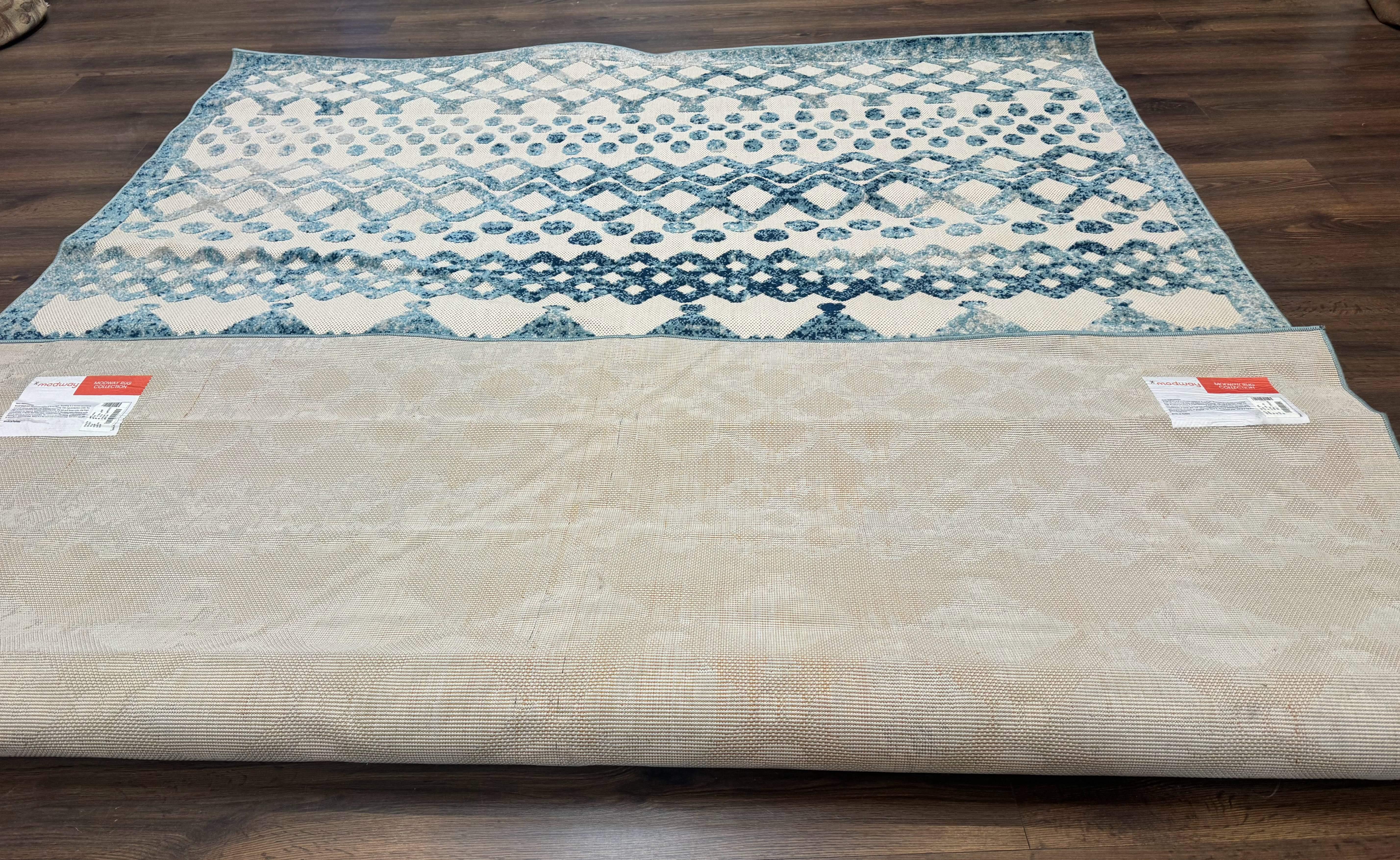 Modern Rug 8x10, Abstract Rug, Oat and Blue, Raised Pattern, Modway Rug Collection - Jewel Rugs