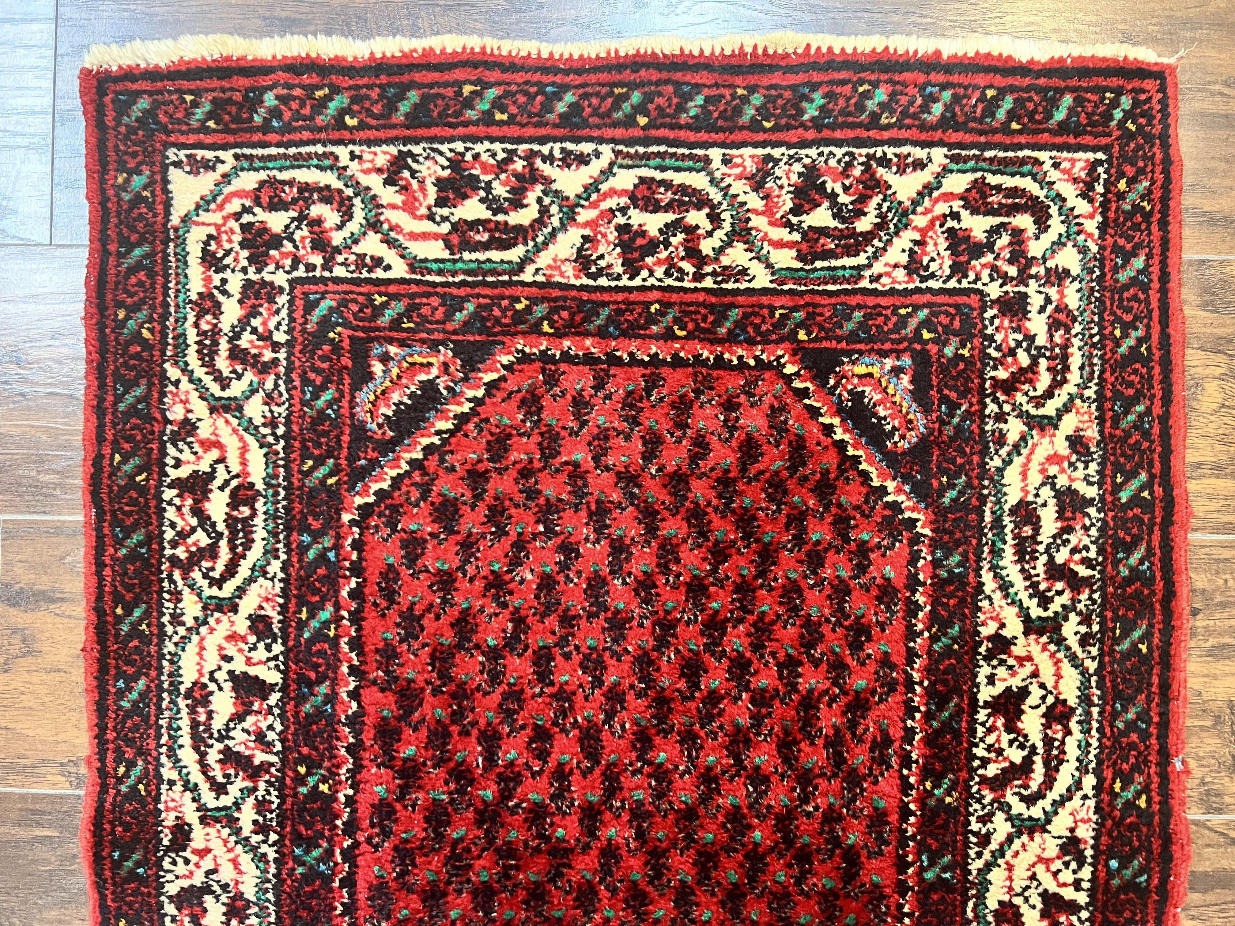 Persian Tribal Rug 2.6 x 5, Boteh Paisley Pattern, Red and Beige, Wool Hamadan Rug - Jewel Rugs