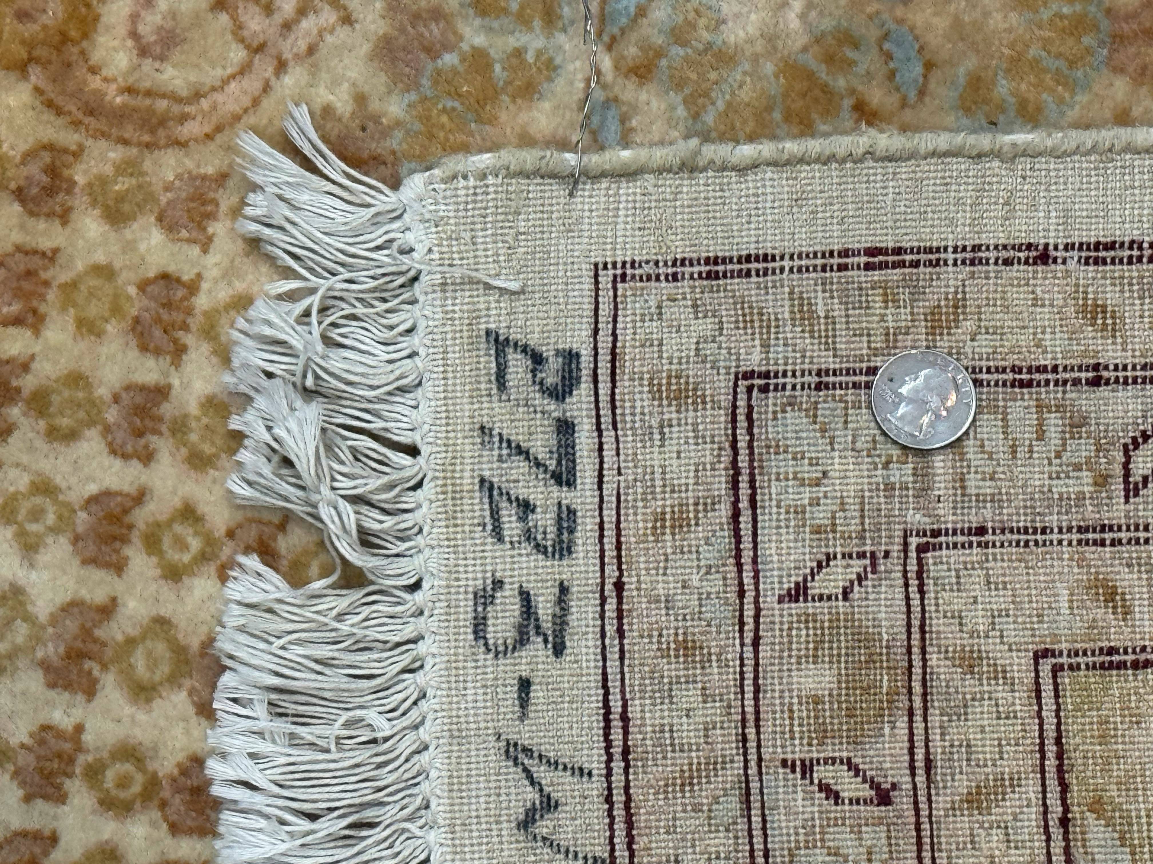 Pakistani Carpet 9x12, Finely Hand Knotted 270 KPSI, Cream, Allover Pattern - Jewel Rugs