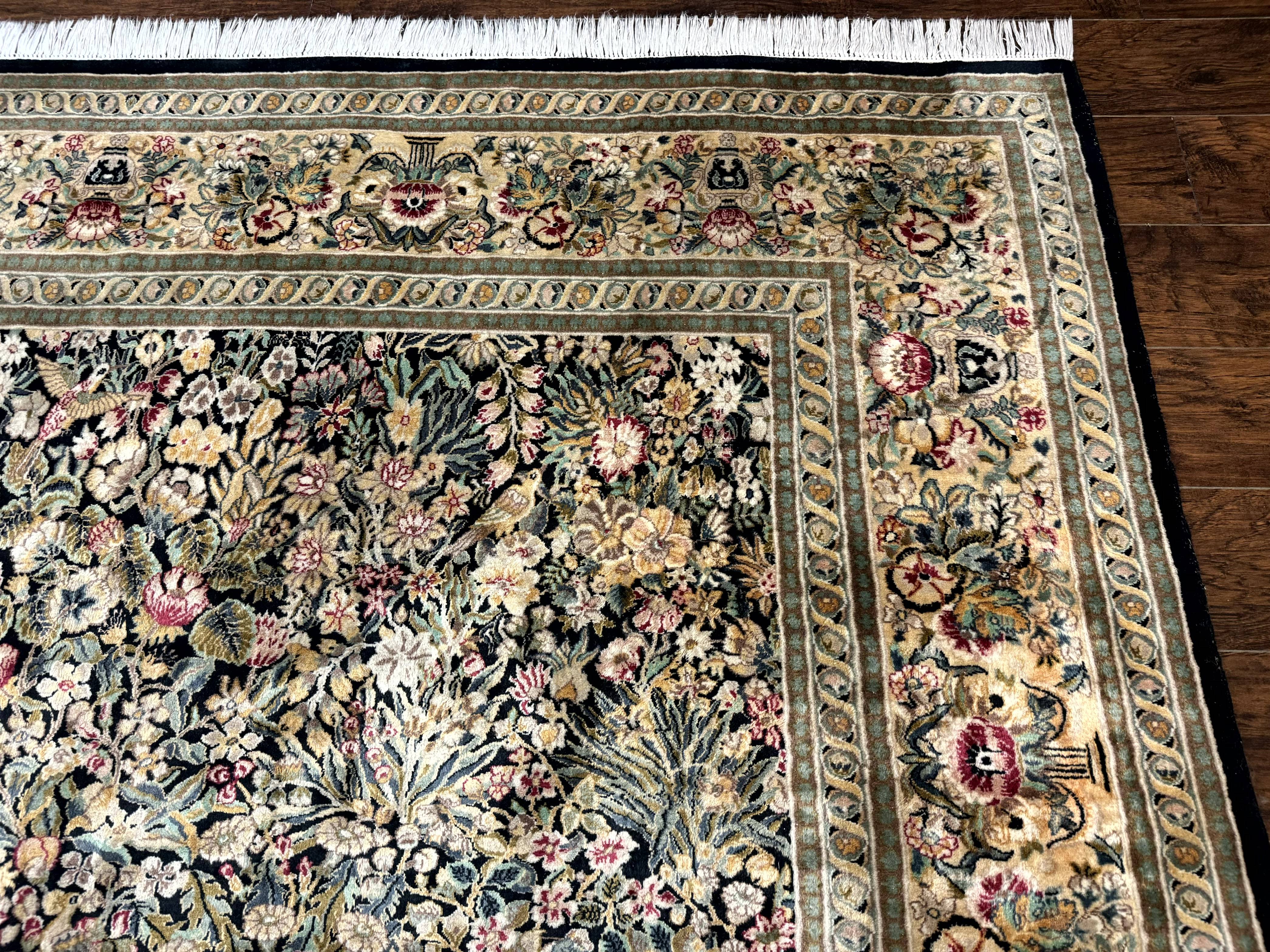 Pak Persian Rug 9x12, William Morris Floral Pattern, Bird Motifs, Wool Pakistani Oriental Carpet, 260 KPSI - Jewel Rugs