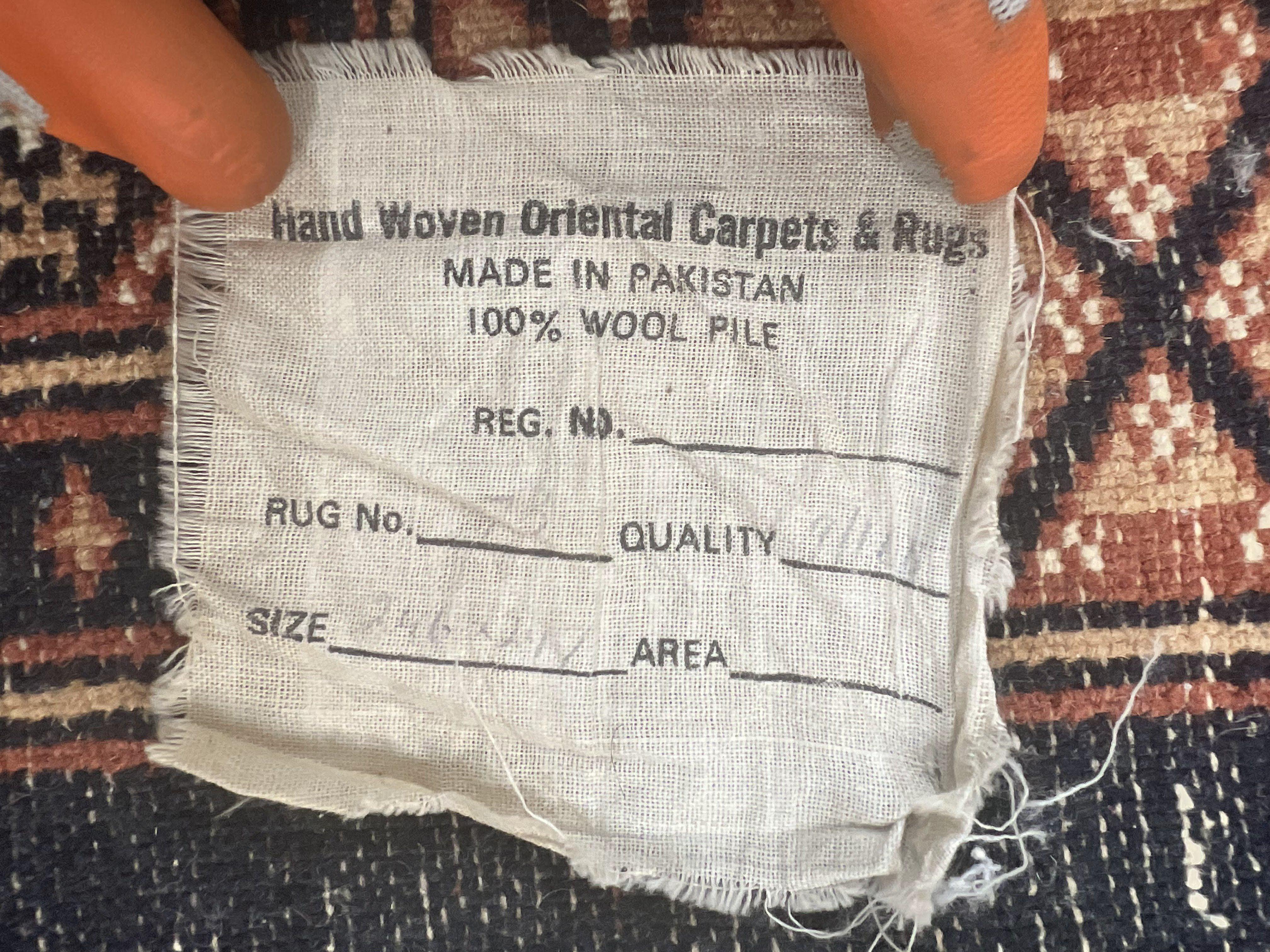 Pakistani Bokhara Rug 8x10, Turkoman Carpet 8 x 10, Dark Blue Ivory Cream Tan, Hand Knotted Vintage Handmade Wool Tribal Rug - Jewel Rugs