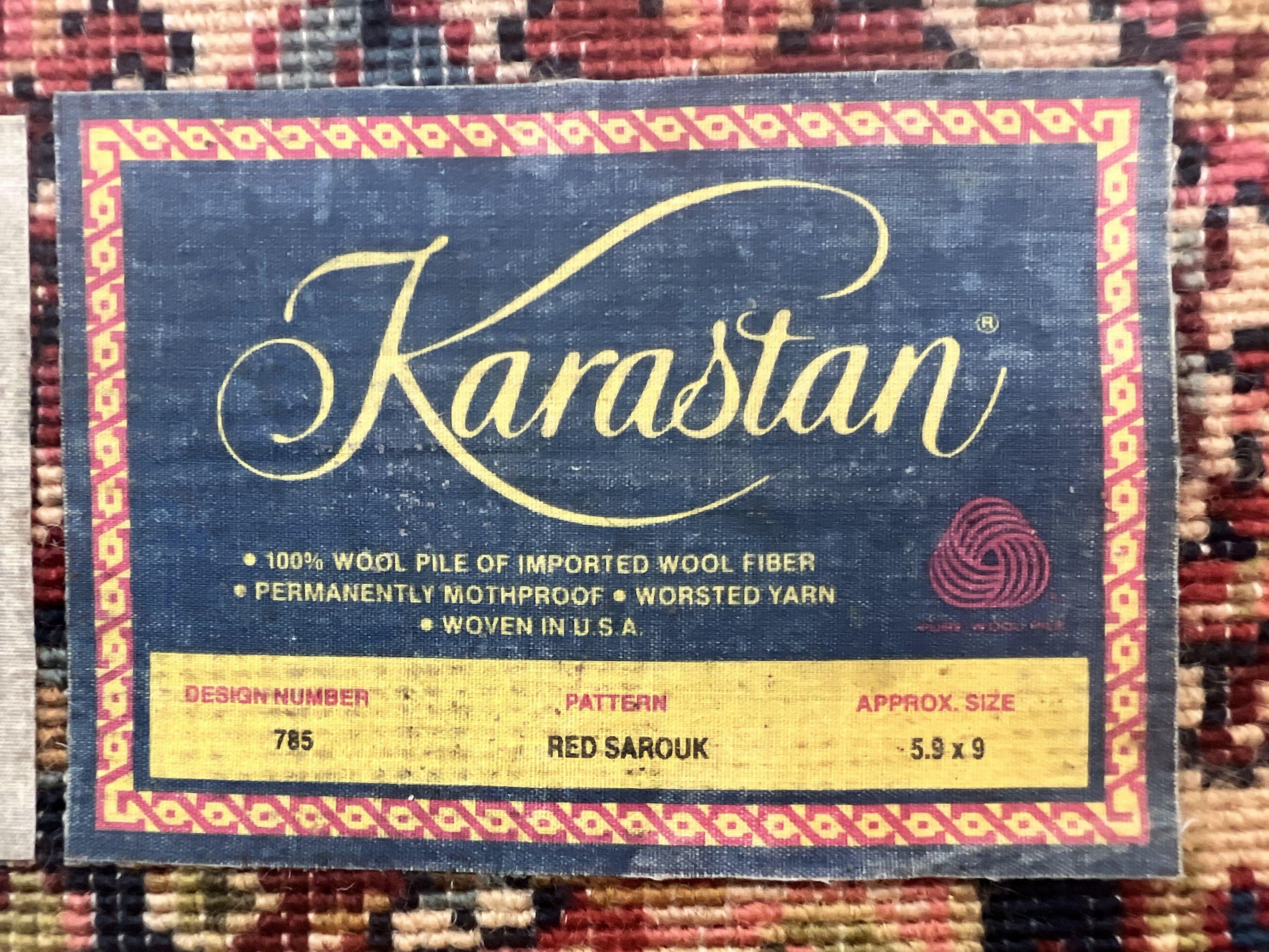 Karastan Rug 5.9 x 9 Red Sarouk #785, Wool Karastan Carpet, Original 700 Series, Vintage Karastan Oriental Rug Discontinued - Jewel Rugs