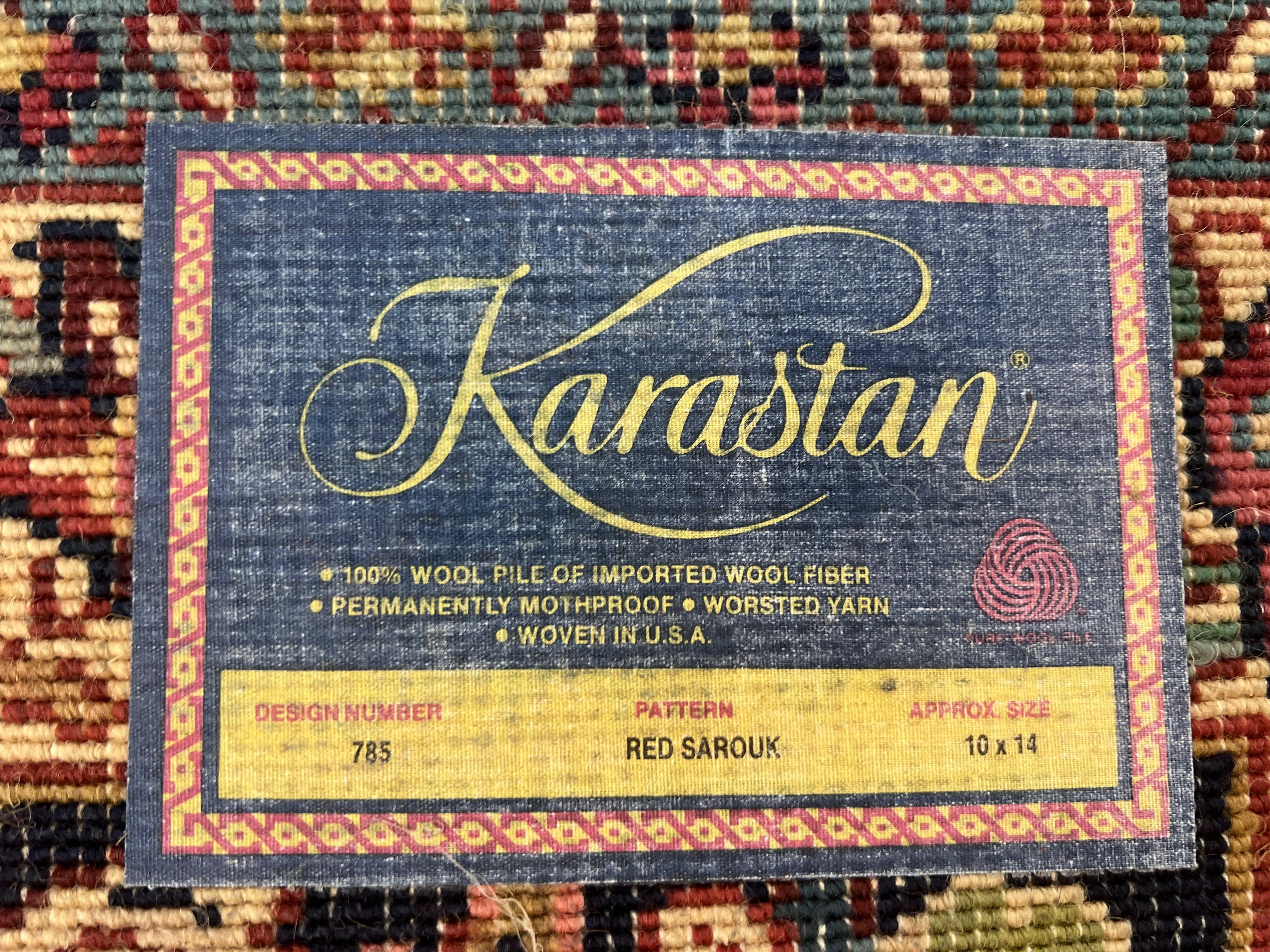 Karastan Rug Sarouk #785, Large Wool Pile Karastan Carpet 10x14 ft, Original Collection 700 Series, Discontinued Vintage Karastan Rug, Red - Jewel Rugs