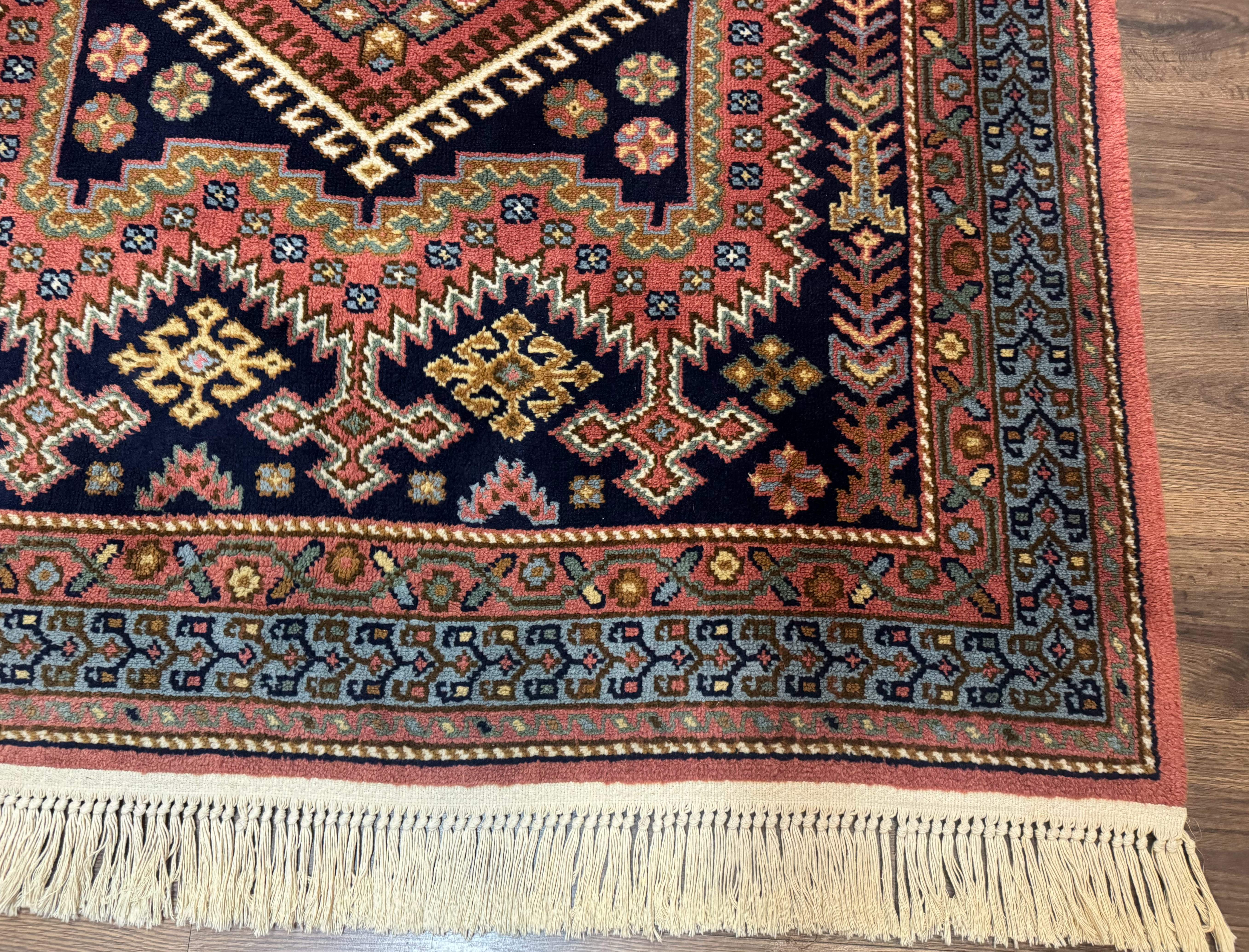 5x7 Persian Tribal Design Rug, Wool, Geometric Medallions, Vintage, Power Loomed - Jewel Rugs