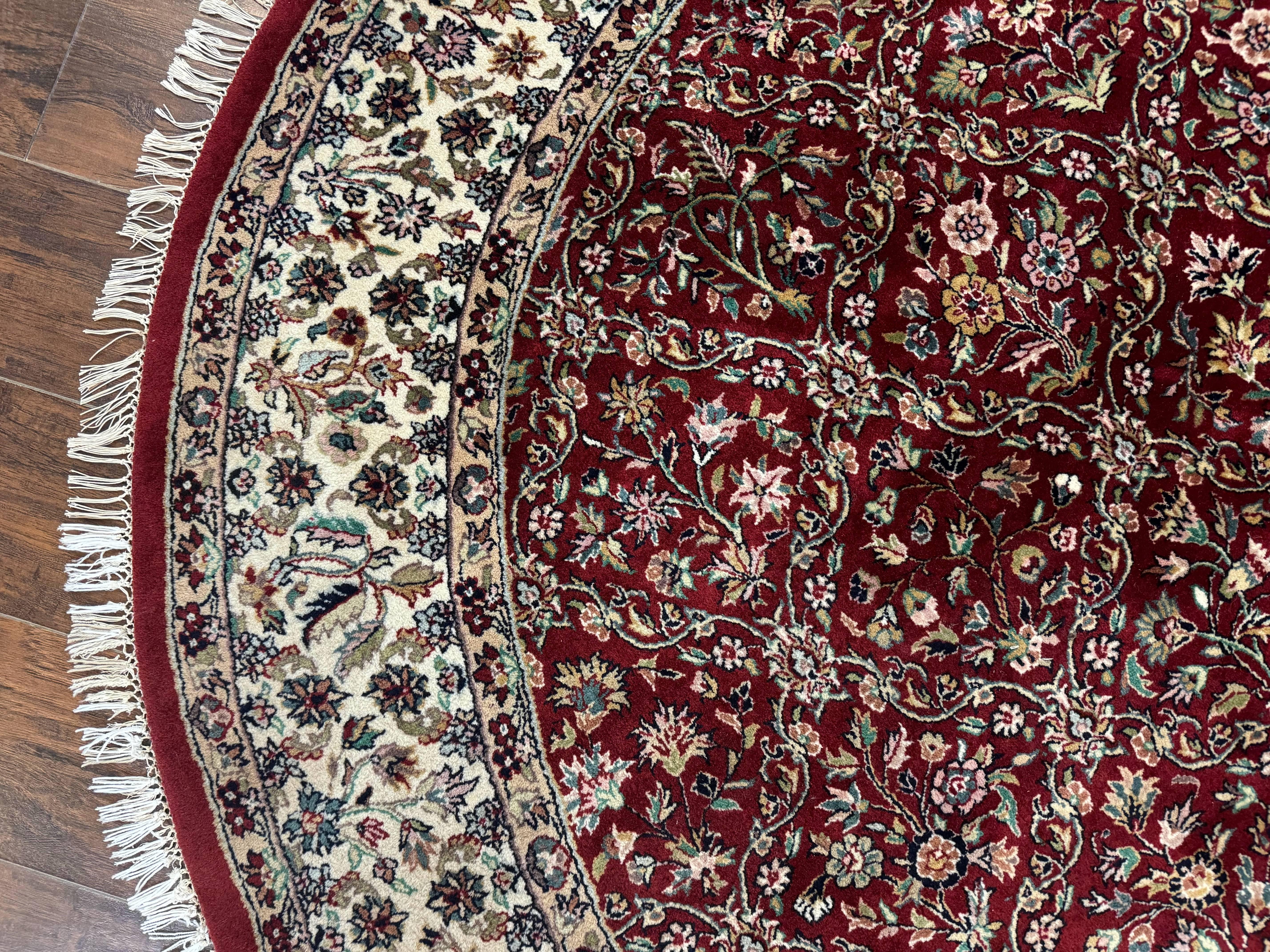 Indo Persian Round Rug 7x7, Wool, Vintage, Handmade, Large Round Oriental Carpet - Jewel Rugs