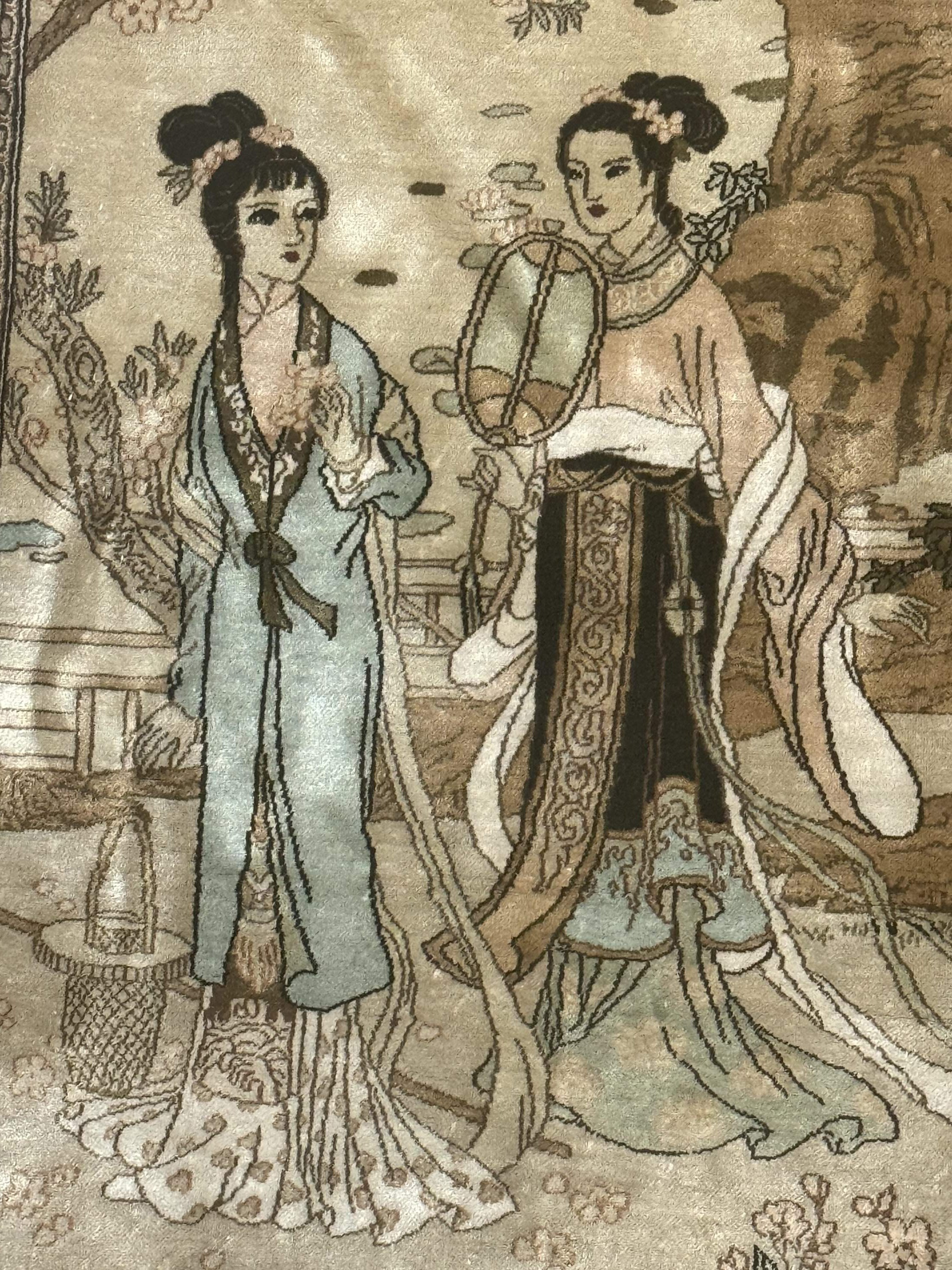 Silk Chinese Pictorial Rug, Extremely Fine 1150 KPSI, Marvelous, Wall Hanging Rug - Jewel Rugs